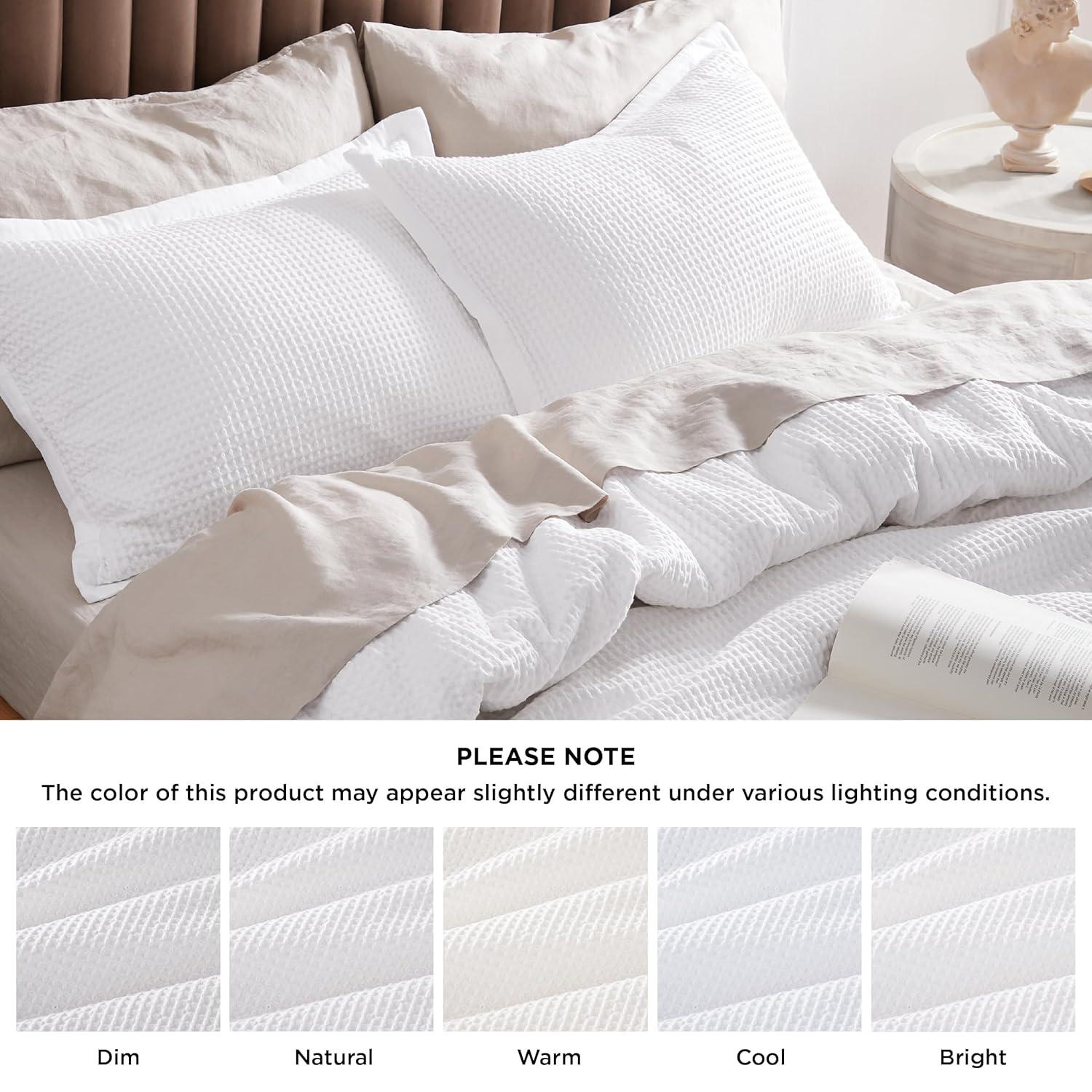 Bedsure Bedsure Cotton Duvet Cover Set - 100% Cotton Waffle Weave Coconut Duvet Cover