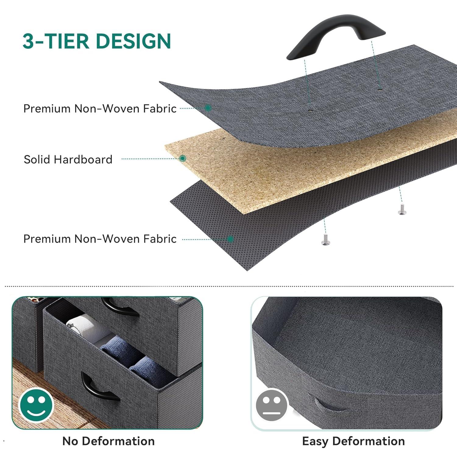 DWVO Dresser for Bedroom, Fabric Dresser with 8 Drawers, Tall Dresser, Chest of Drawers for Closet, Living Room