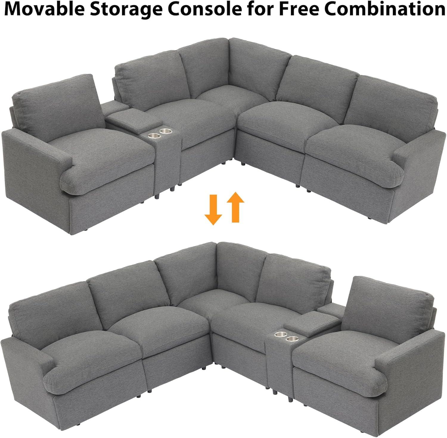 LUMISOL Large Corduroy Fabric Sofa Couch with Ottoman for Living Room, L Shaped Sectional Sofa Couch, 98" L Modular Corner Sectional Sofa for Spacious Space Office, Beige