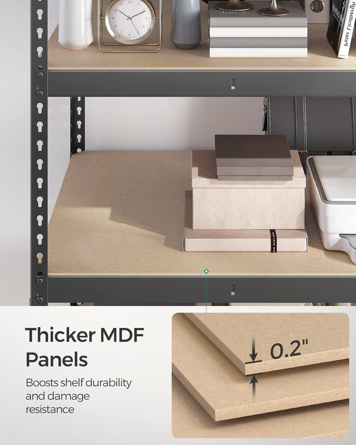 5-Tier Storage Shelves Metal Garage Storage Boltless Assembly Adjustable Shelving Unit 11.8 x 29.5 x 59.1 Inches Load 1929 lb for Shed Warehouse Basement Kitchen Gray