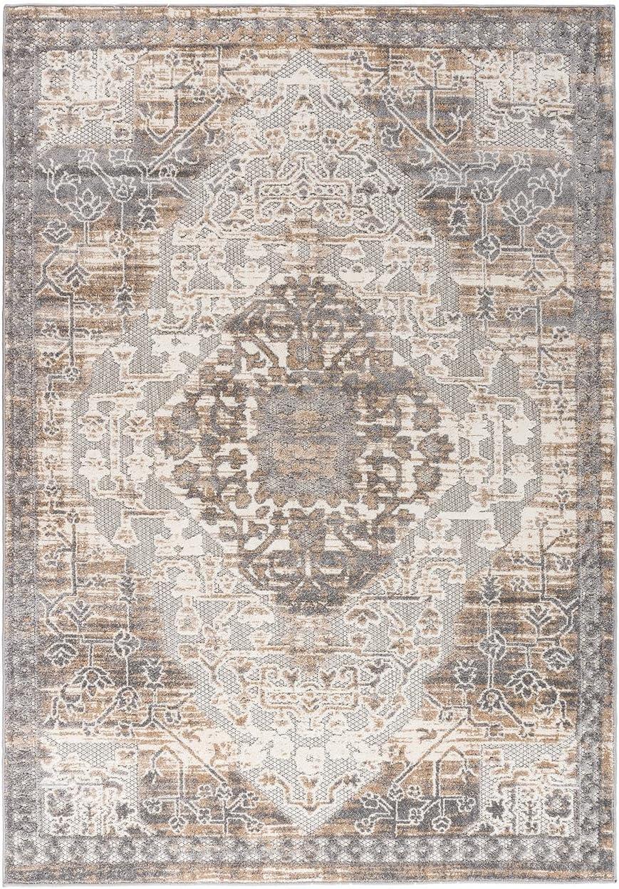 Easy-Care Reversible Gray Synthetic 5' x 7' Area Rug