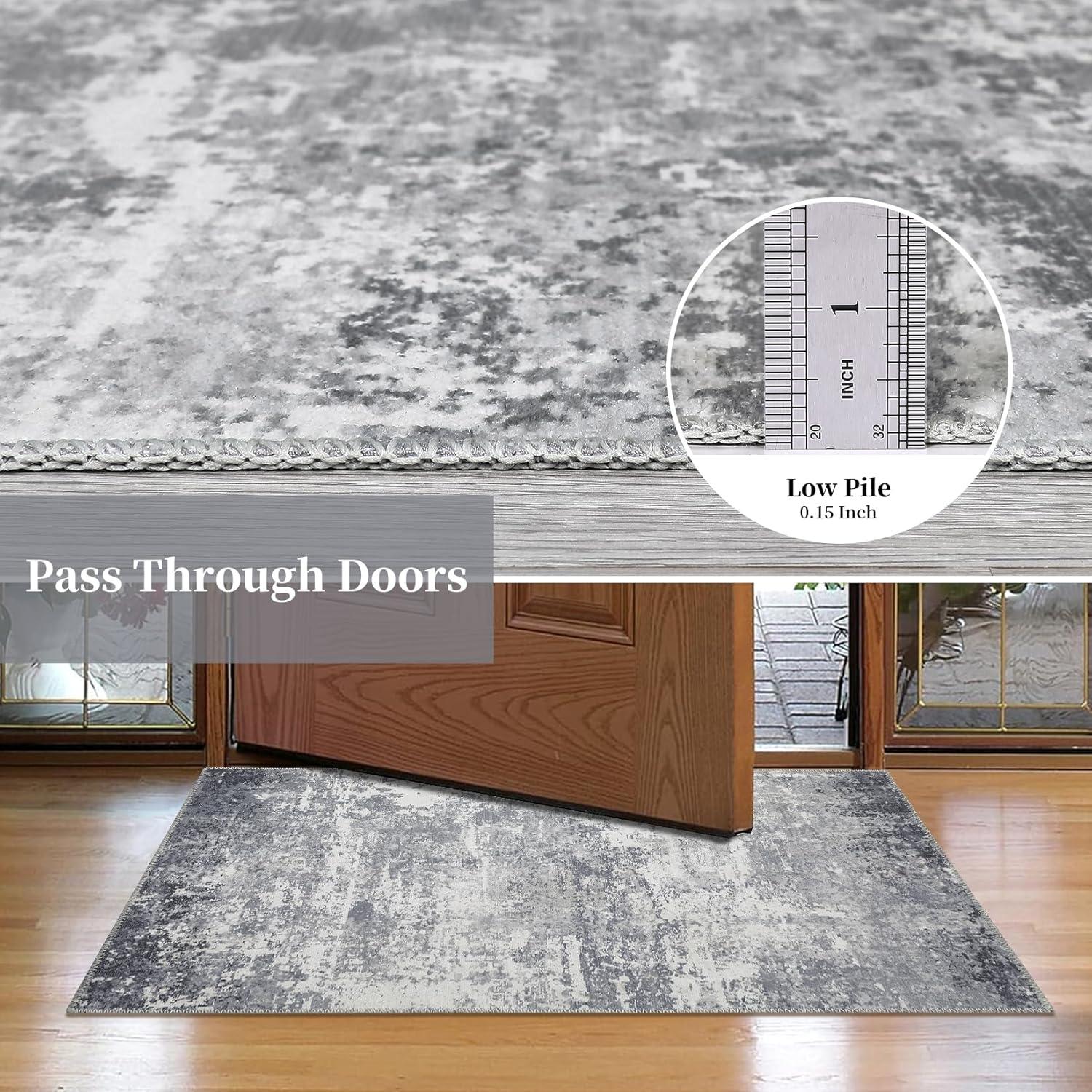 BERTHMEER 9'x12' Large Area Rugs for Living Room Bedroom Dining Room Office Farmhouse Abstract Modern Grey Rugs Washable Rugs Non-slip