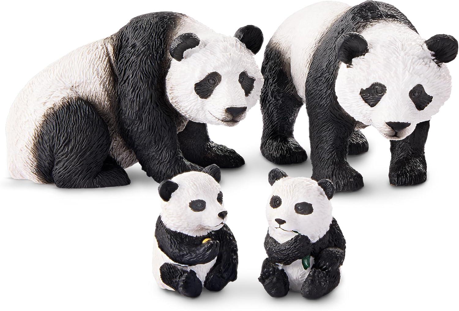 terra by battat - giant panda family - small panda bear animal toys for kids 3-years-old & up (4 pc)