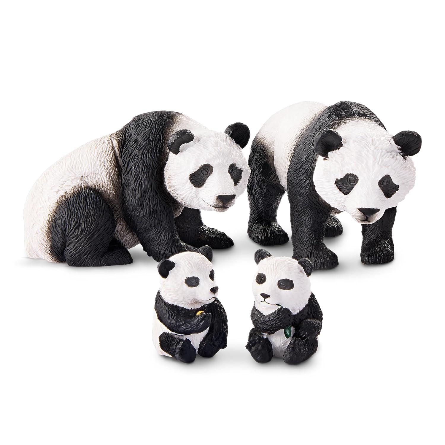 terra by battat - giant panda family - small panda bear animal toys for kids 3-years-old & up (4 pc)