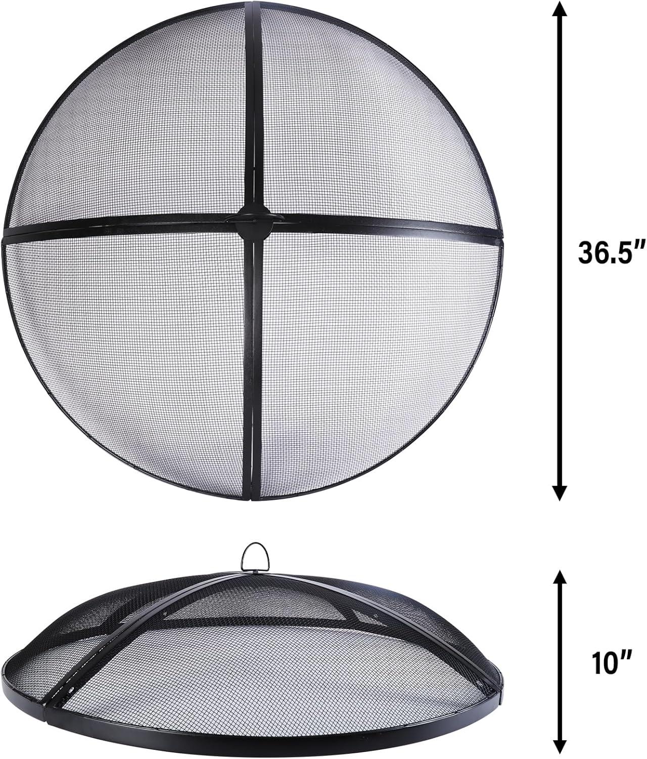 36Inch Round Screen Cover,Outdoor Patio Mesh FirePit Screens,Heavy Duty Steel Domed Ember Guard with Handle