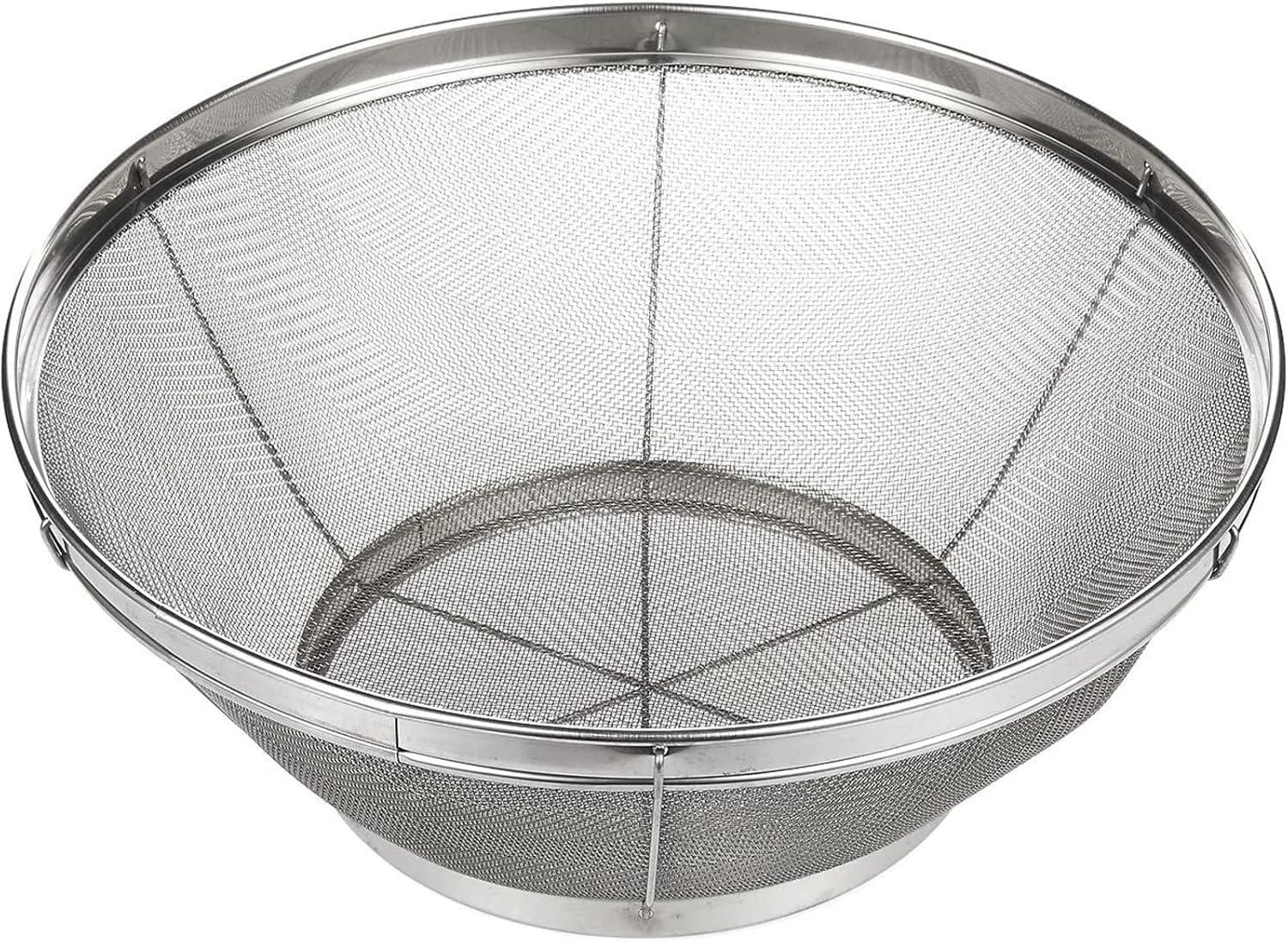 Large Fine Mesh Pasta Round Strainer, Metal Colander for Rice, Salad,Quinoa, Yogurt, Cooking (11 x 4 In)