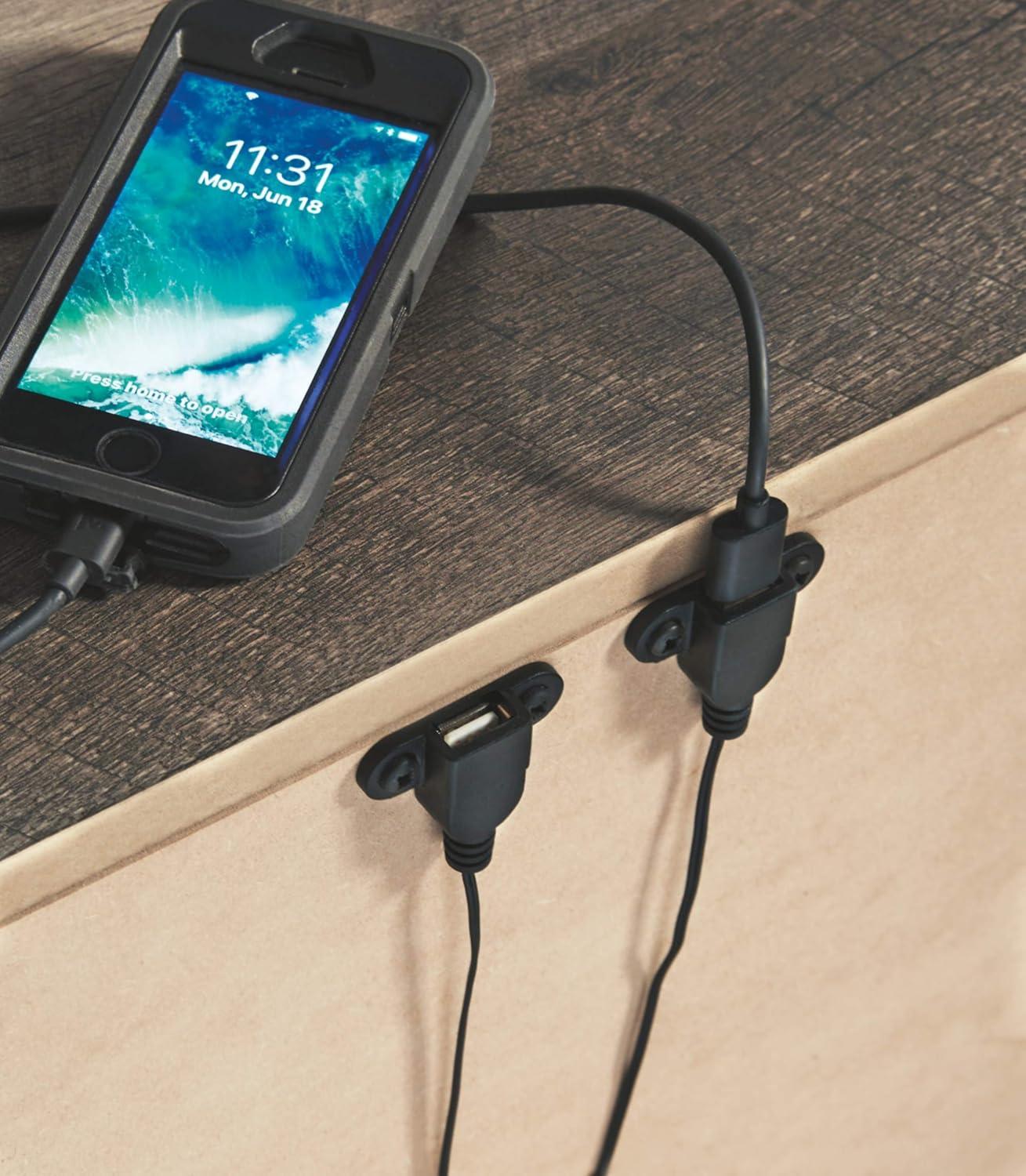 Cambeck Nightstand White - Signature Design by Ashley: Industrial Style Bedside Table with USB Ports & Storage