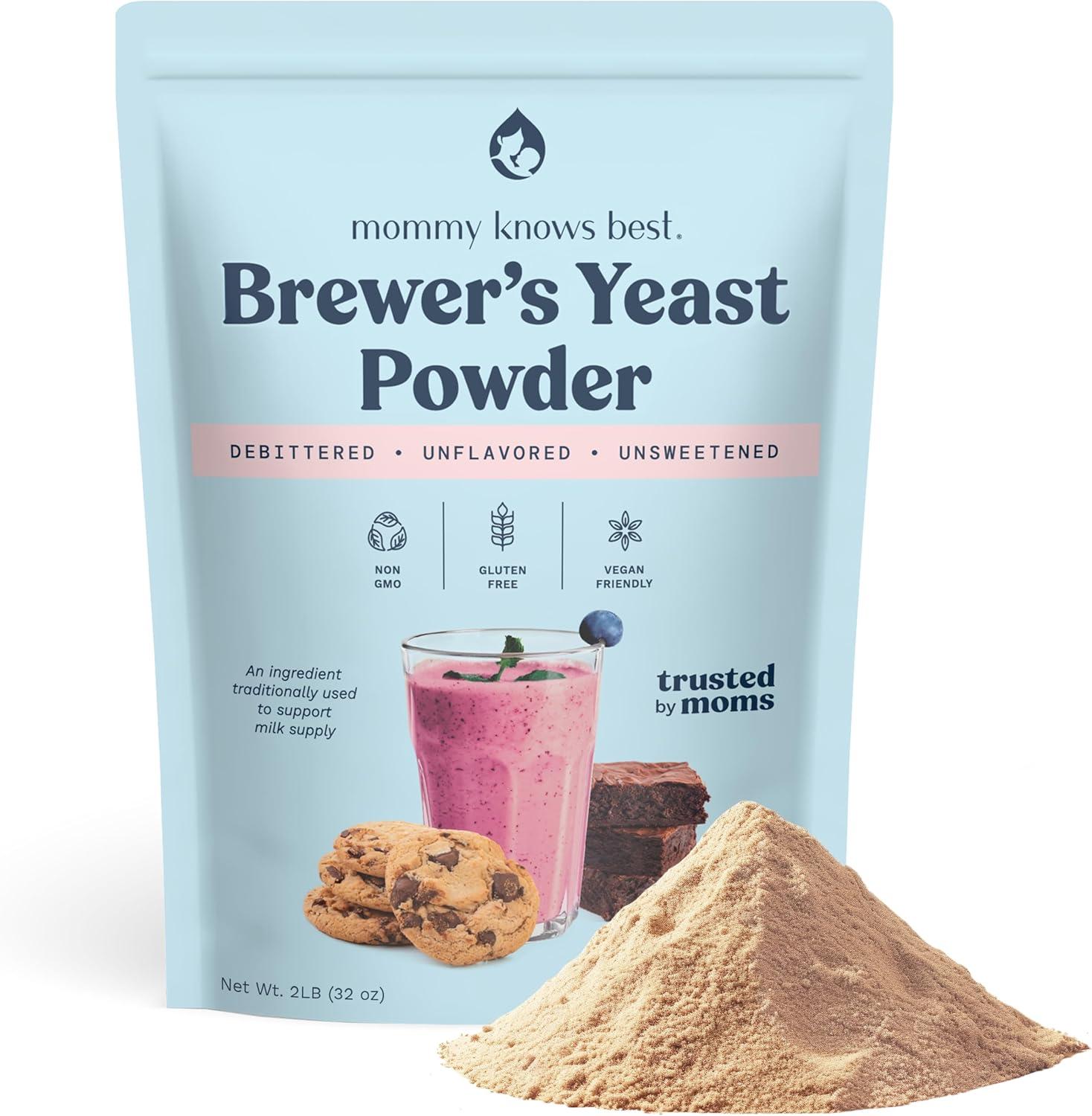 Mommy Knows Best Brewers Yeast Powder for Lactation Brewer's Yeast for Breastfeeding Mothers - Mild Nutty Flavored Unsweetened and Debittered - 32 oz