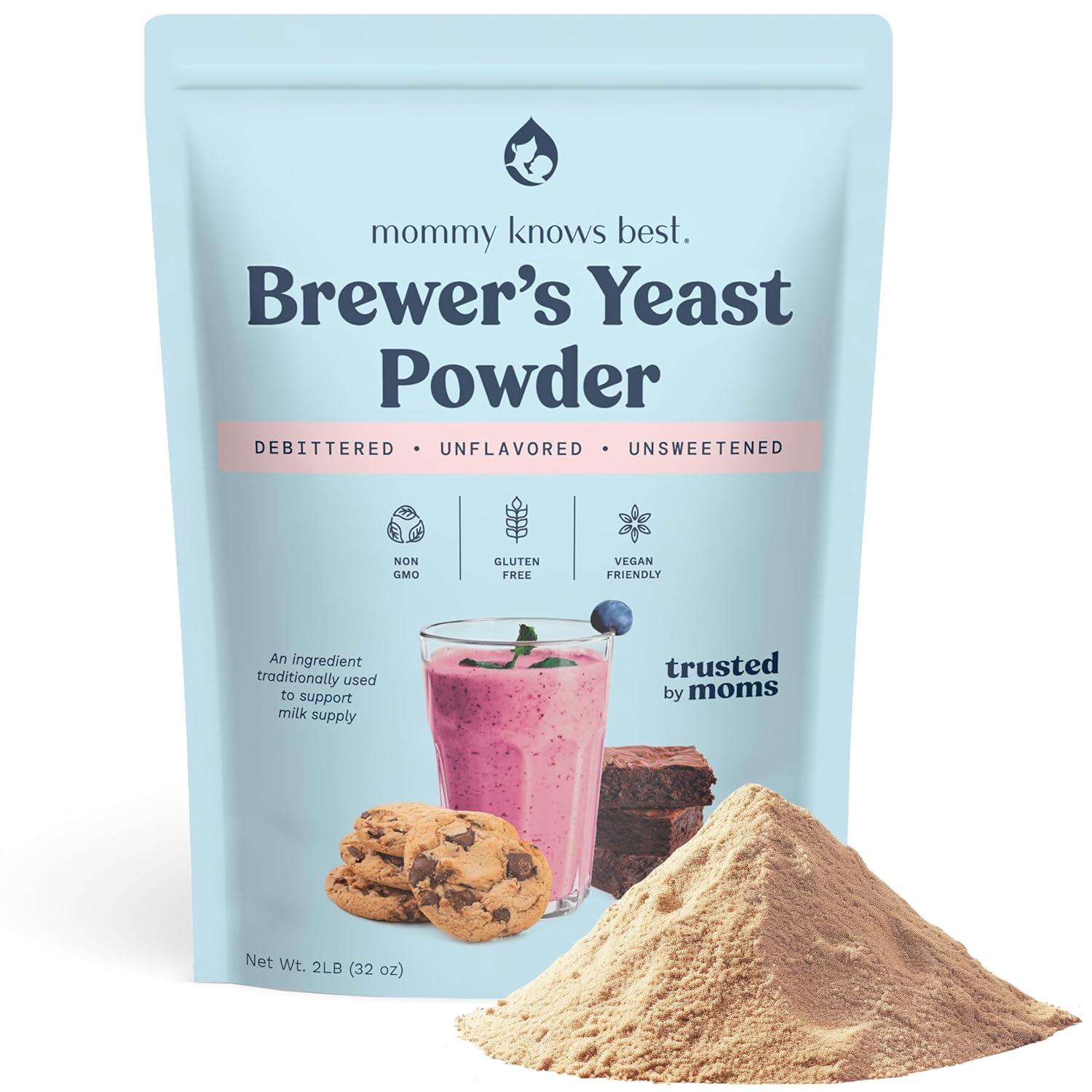 Mommy Knows Best Brewers Yeast Powder for Lactation Brewer's Yeast for Breastfeeding Mothers - Mild Nutty Flavored Unsweetened and Debittered - 32 oz