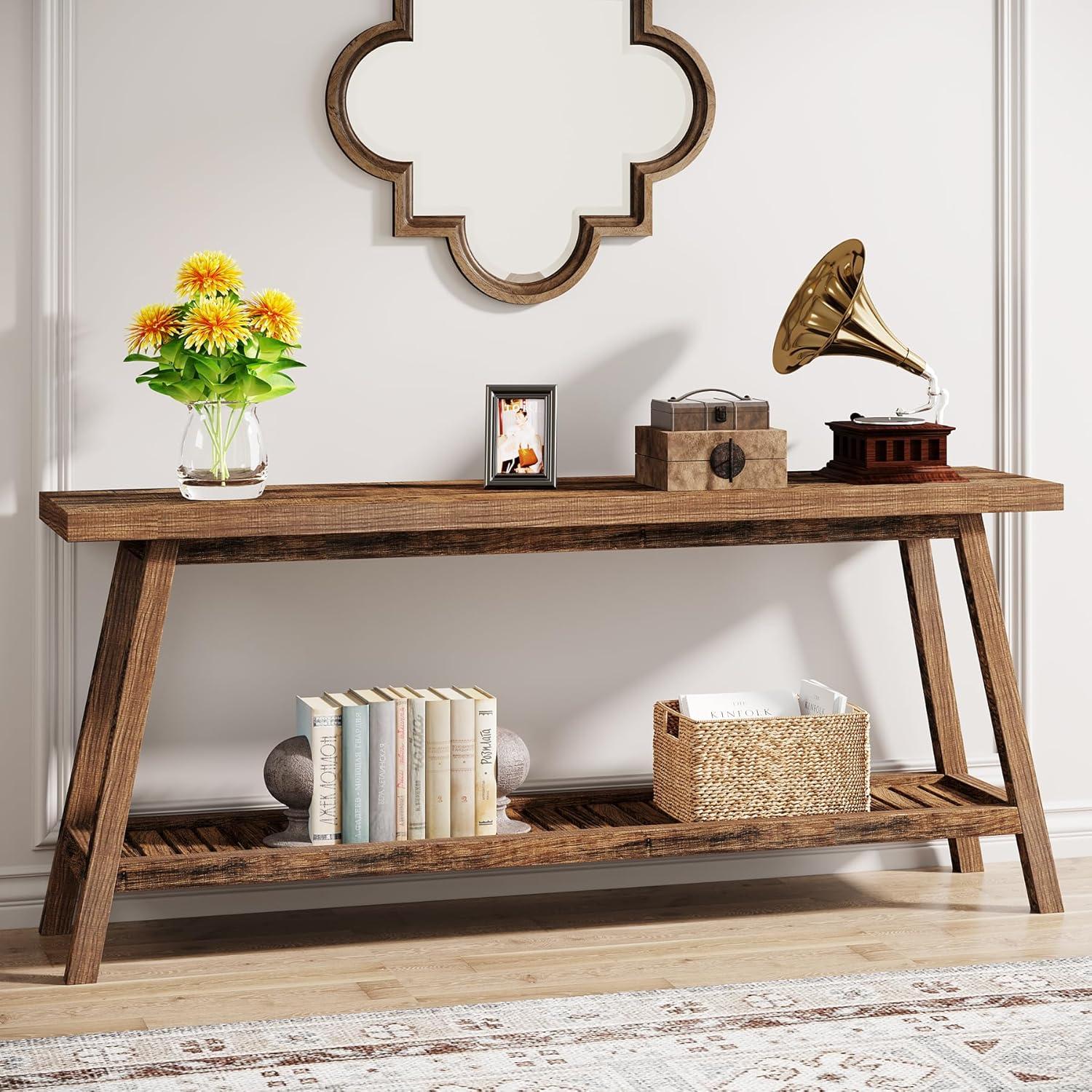 Farmhouse 70.9 Inches Console Entryway Table Grey