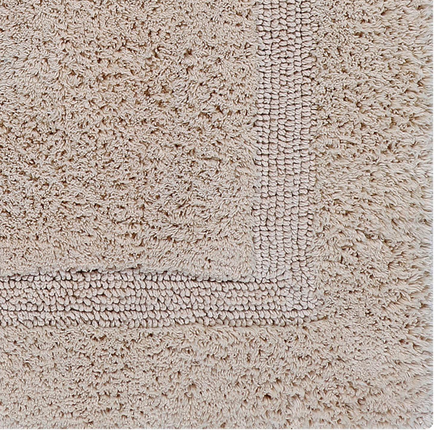 Better Trends Lux 100% Cotton Tufted Solid Reversible Bath Rug Set 2 PC (17" x 24" | 21" x 34") - Sand