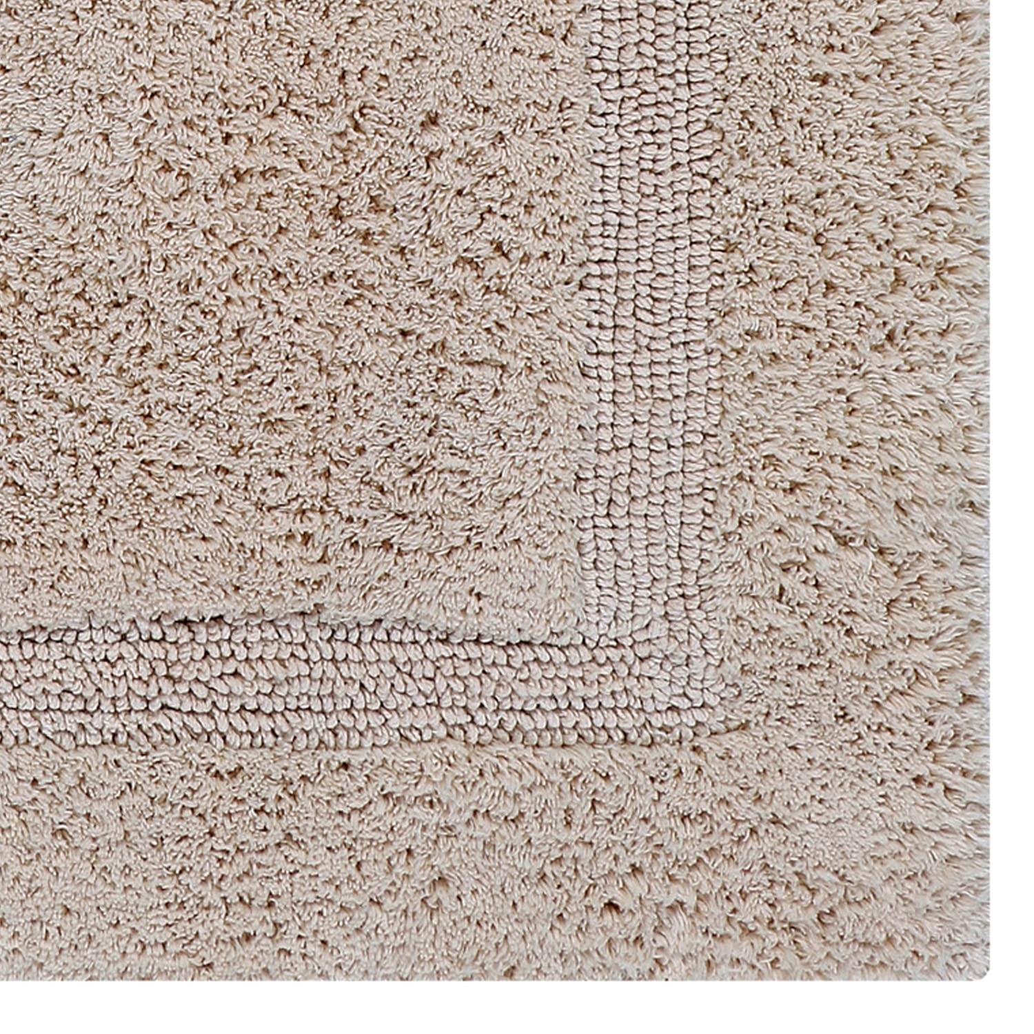 Better Trends Lux 100% Cotton Tufted Solid Reversible Bath Rug Set 2 PC (17" x 24" | 21" x 34") - Sand