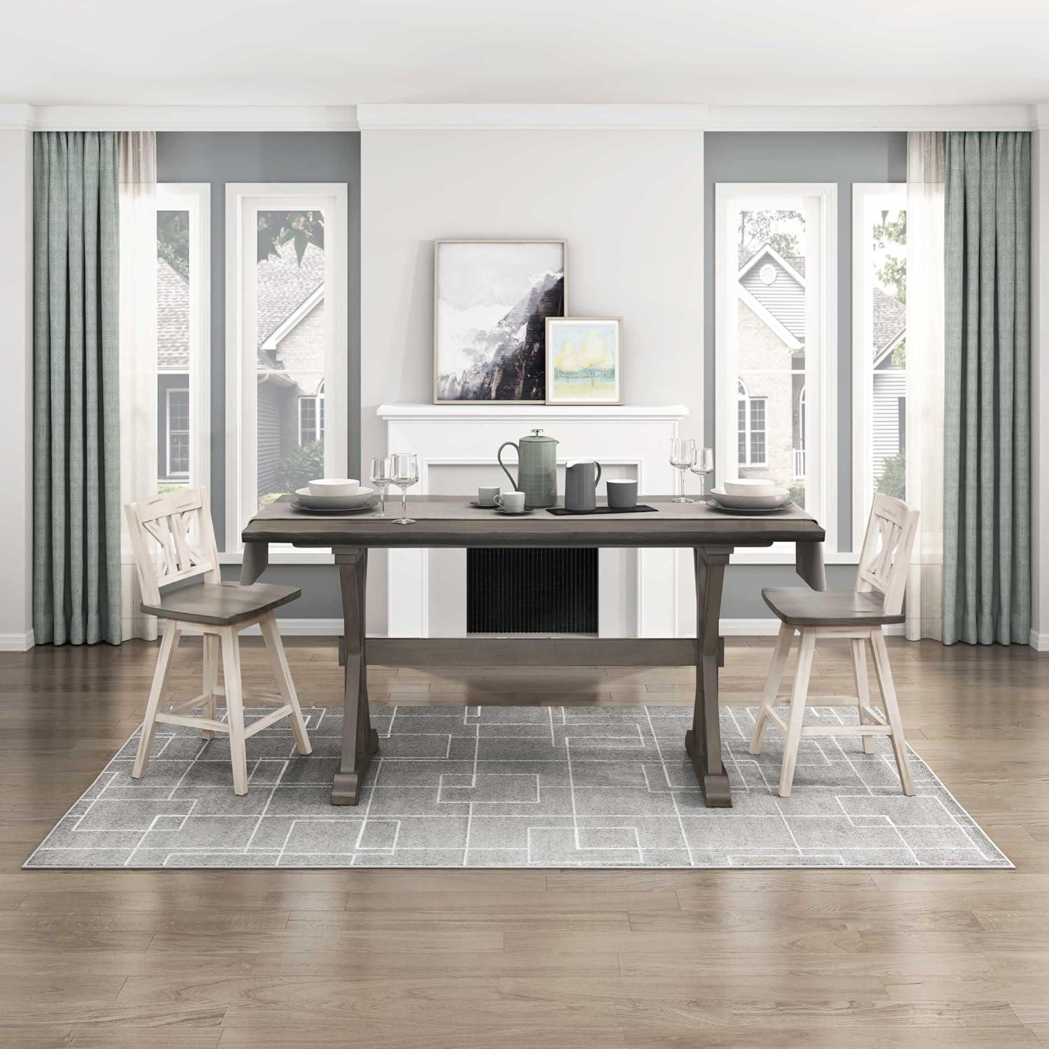 Lexicon Amsonia Solid Wood Counter Height Dining Room Table in Distressed Gray