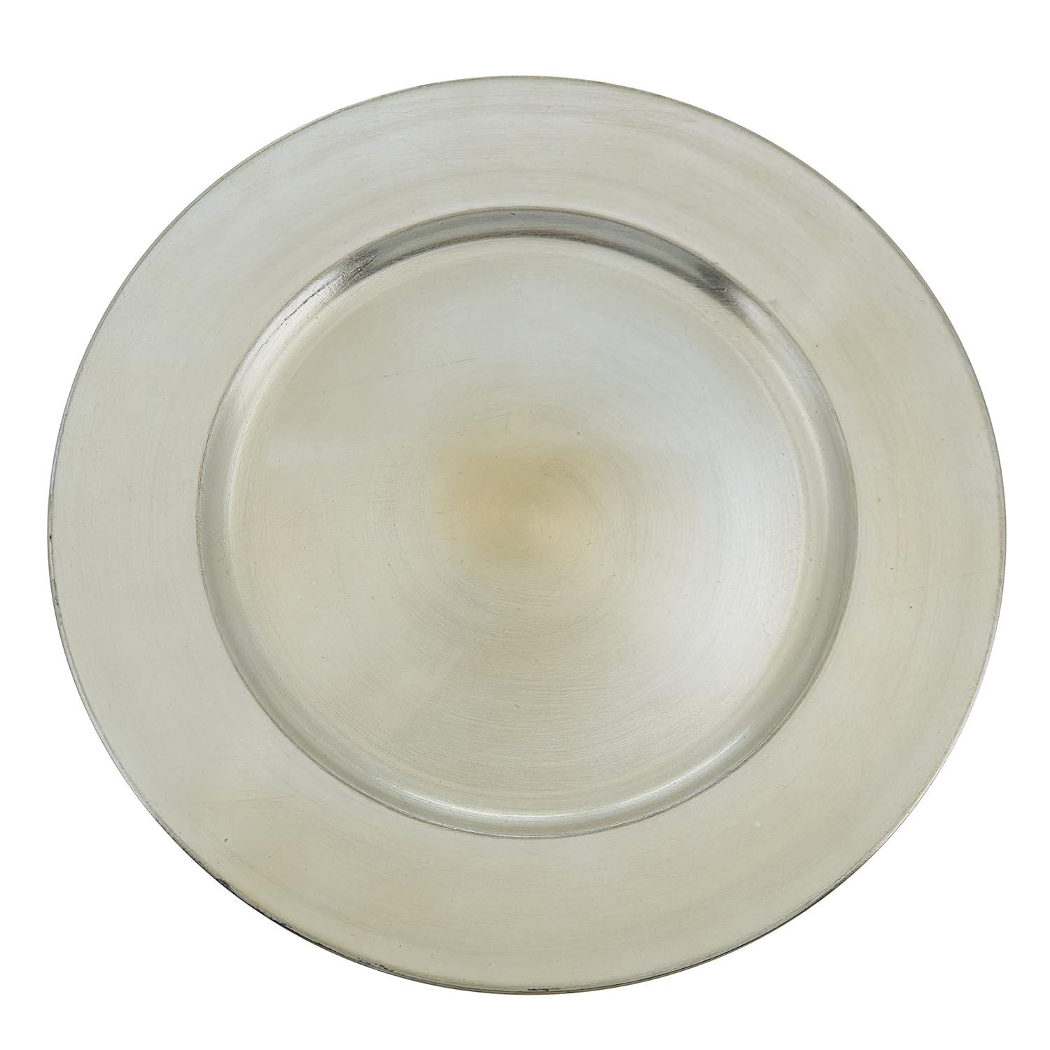 Saro Lifestyle Classic Solid Color Charger Plates, Platinum, 13" Round