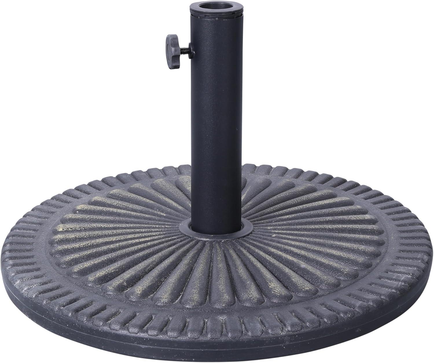 Flash Furniture Kona Universal Bronze Cement Patio Umbrella Base with Sunburst Patterned Weatherproof Plastic Polymer Coating - 19.25" Diameter