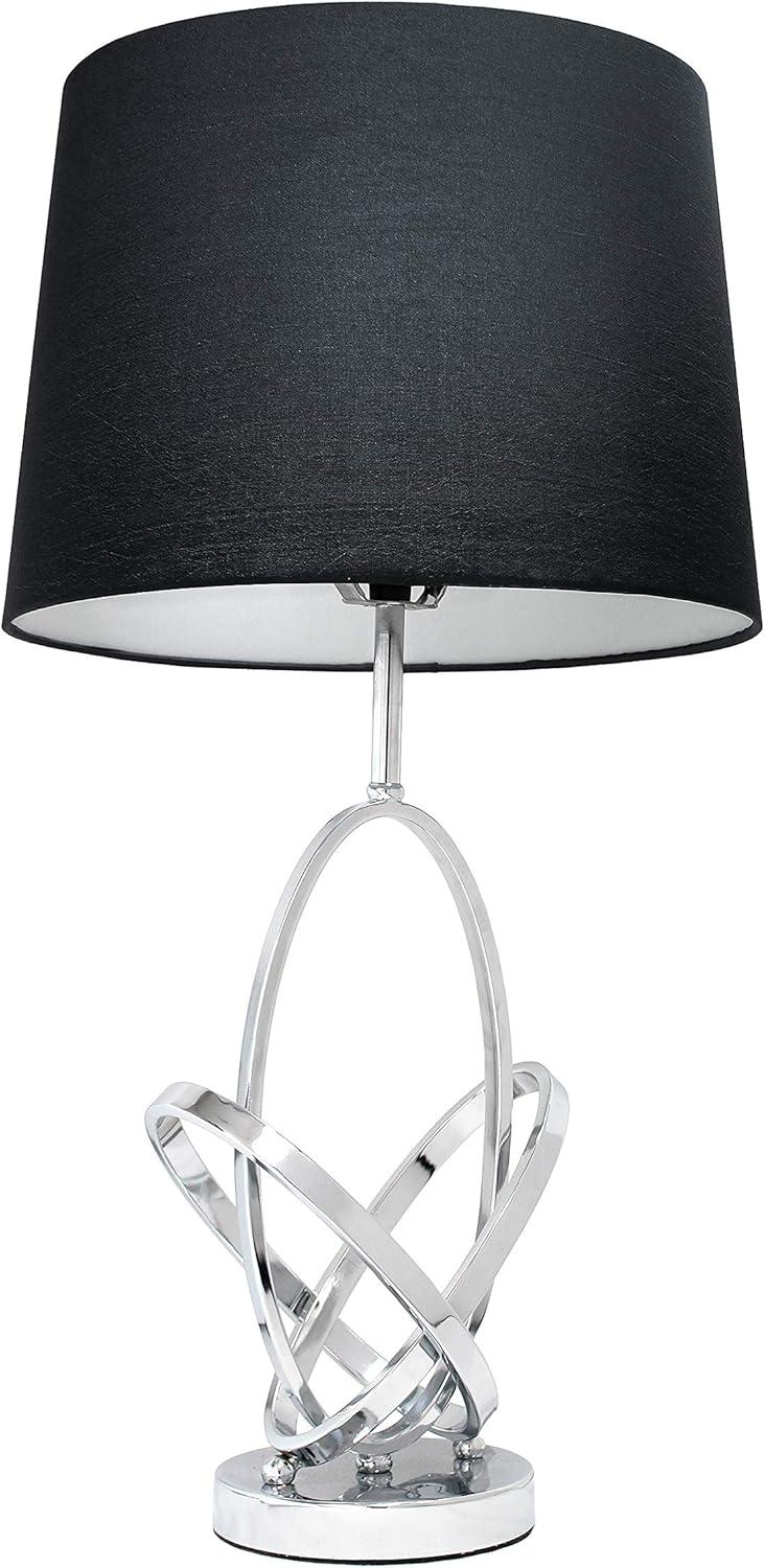 Mod Art Polished Table Lamp with Shade Metallic Silver - Elegant Designs: UL Listed, 3-Way Switch, No Assembly Required