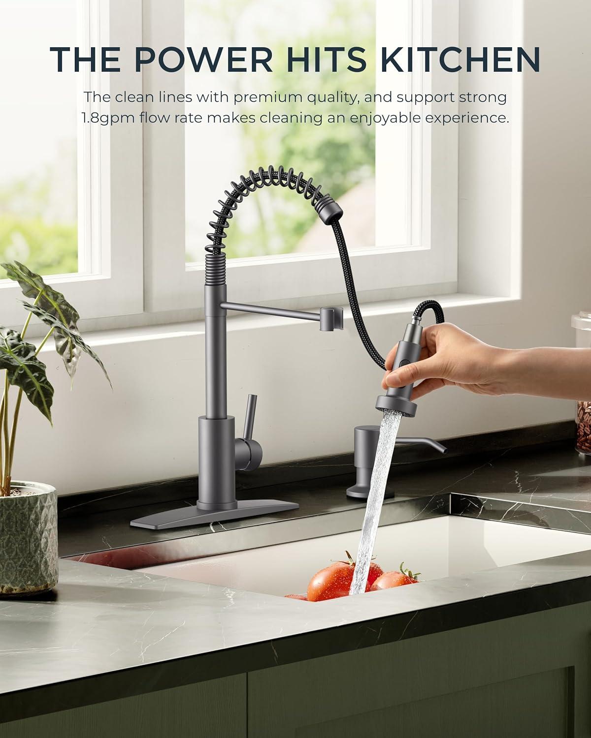 Matte Black Stainless Steel Pull Down Kitchen Faucet