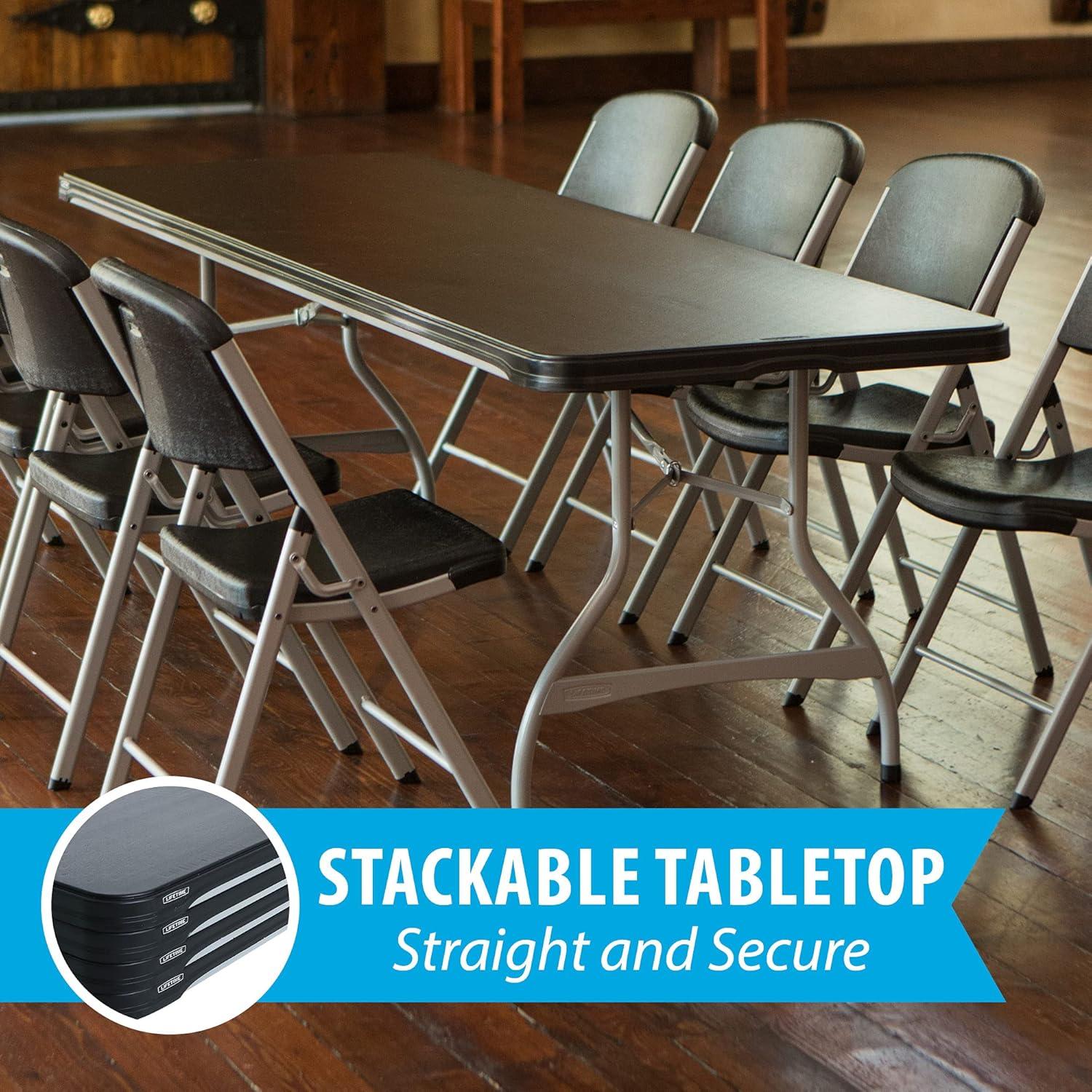 96" Black Polyethylene Folding Table with Stainless Steel Legs