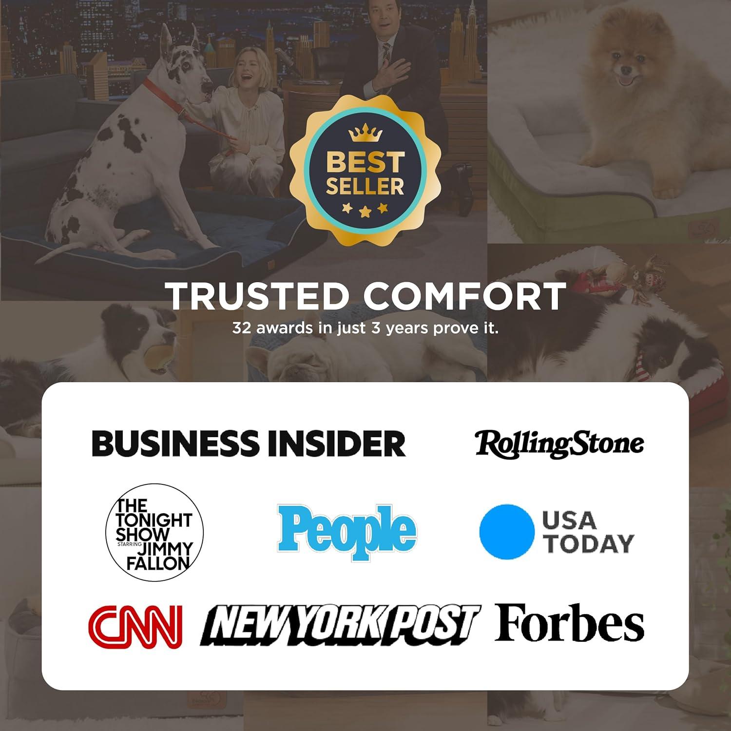 Bedsure Orthopedic Dog Beds Large Sized Dog - Washable Large Dog Cat Bed Waterproof, Comfort Dogs Couch Sofa with Washable Removable Cover, Pet Bed with Nonskid Bottom, Amber Noel-Red, 35"