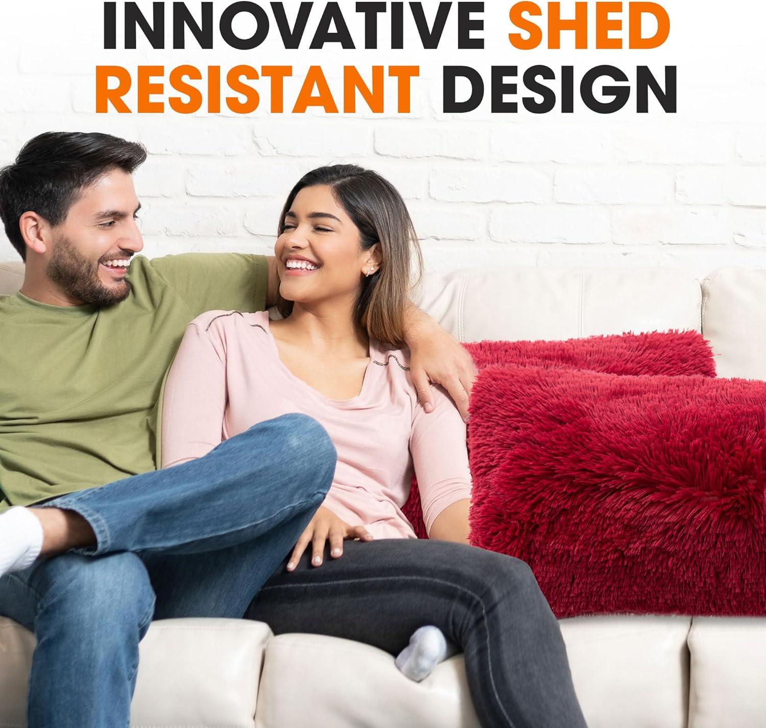 Cheer Collection Cheer Collection Shaggy Hair Decorative Throw Pillows (Set of 2)