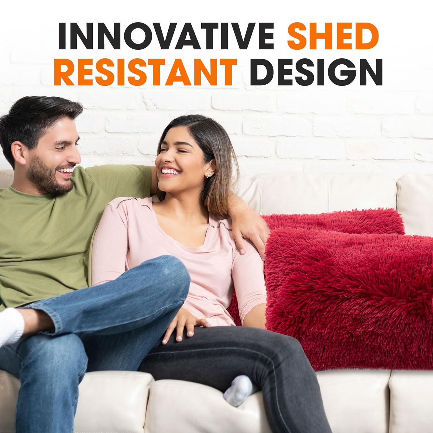 Cheer Collection Cheer Collection Shaggy Hair Decorative Throw Pillows (Set of 2)