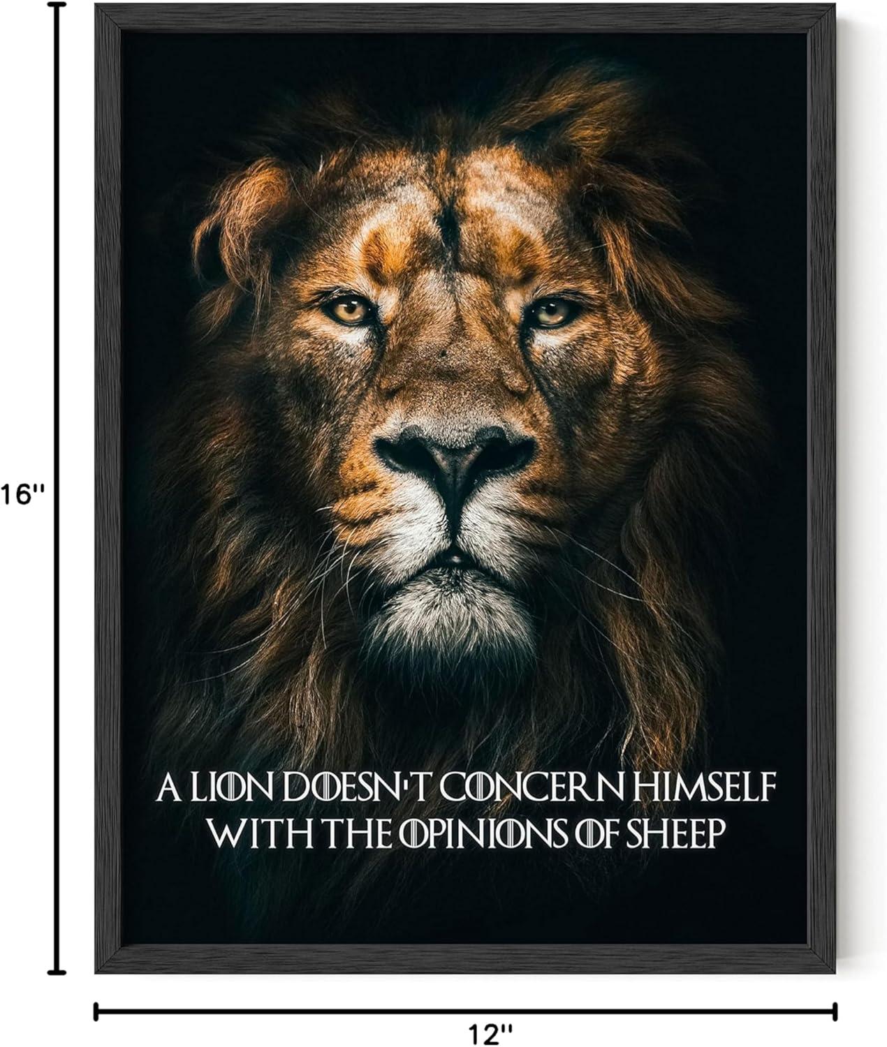 HAUS AND HUES Lion Poster Inspirational - Motivational Quotes Wall Art, Inspirational Quotes Lion Wall Art, Lion Art for Wall, Motivational Posters for Office, Lion Pictures (12x16, Unframed)