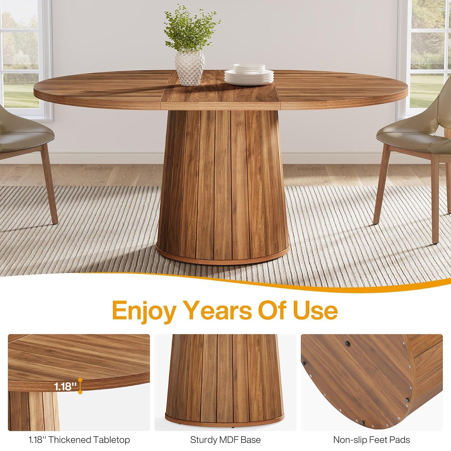 Millwood Pines 55 Inch Oval Dining Table With Wood Base For Dining Room, Kitchen