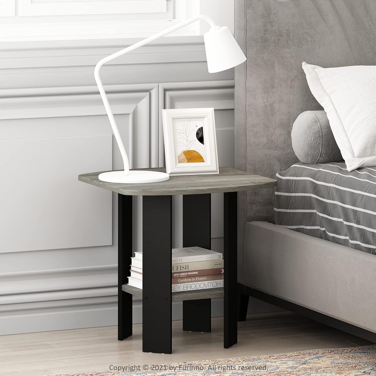 Furinno Simple Design End/SideTable, French Oak/Black