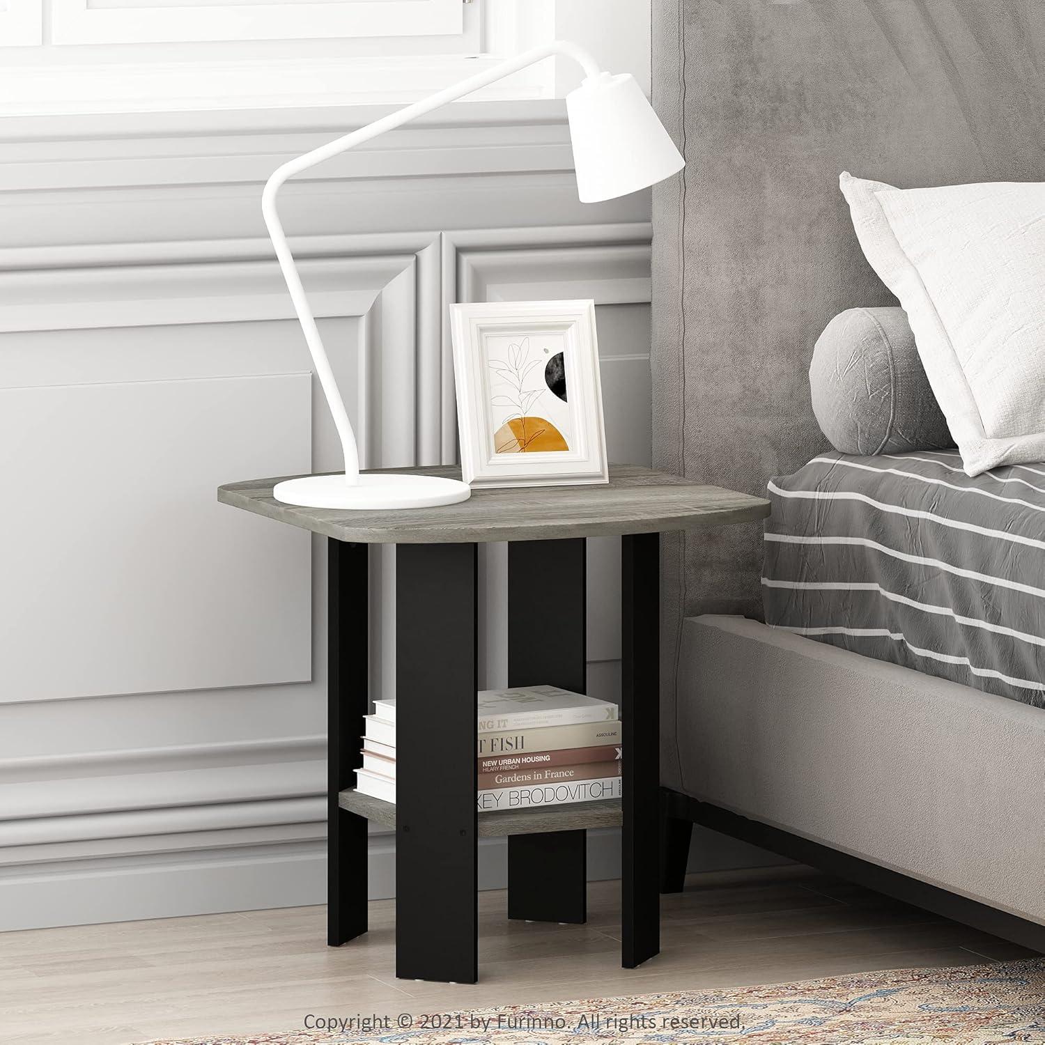 Furinno Simple Design End/Side Table, French Oak Grey, Set of 2