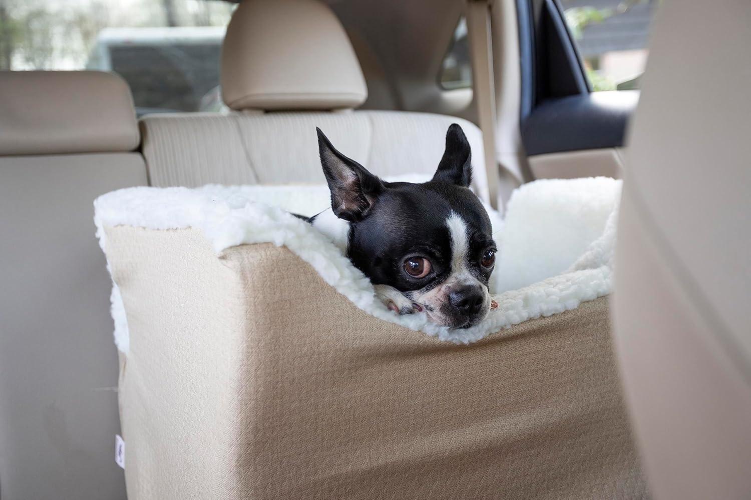 Medium Beige Sherpa Soft Sided Dog Car Seat