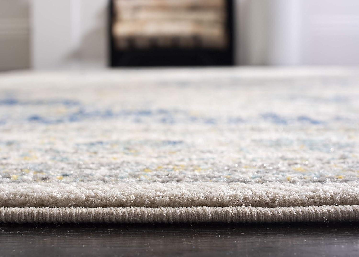 Evoke EVK220 Power Loomed Area Rug - Grey/Gold - 9' Round - Safavieh.