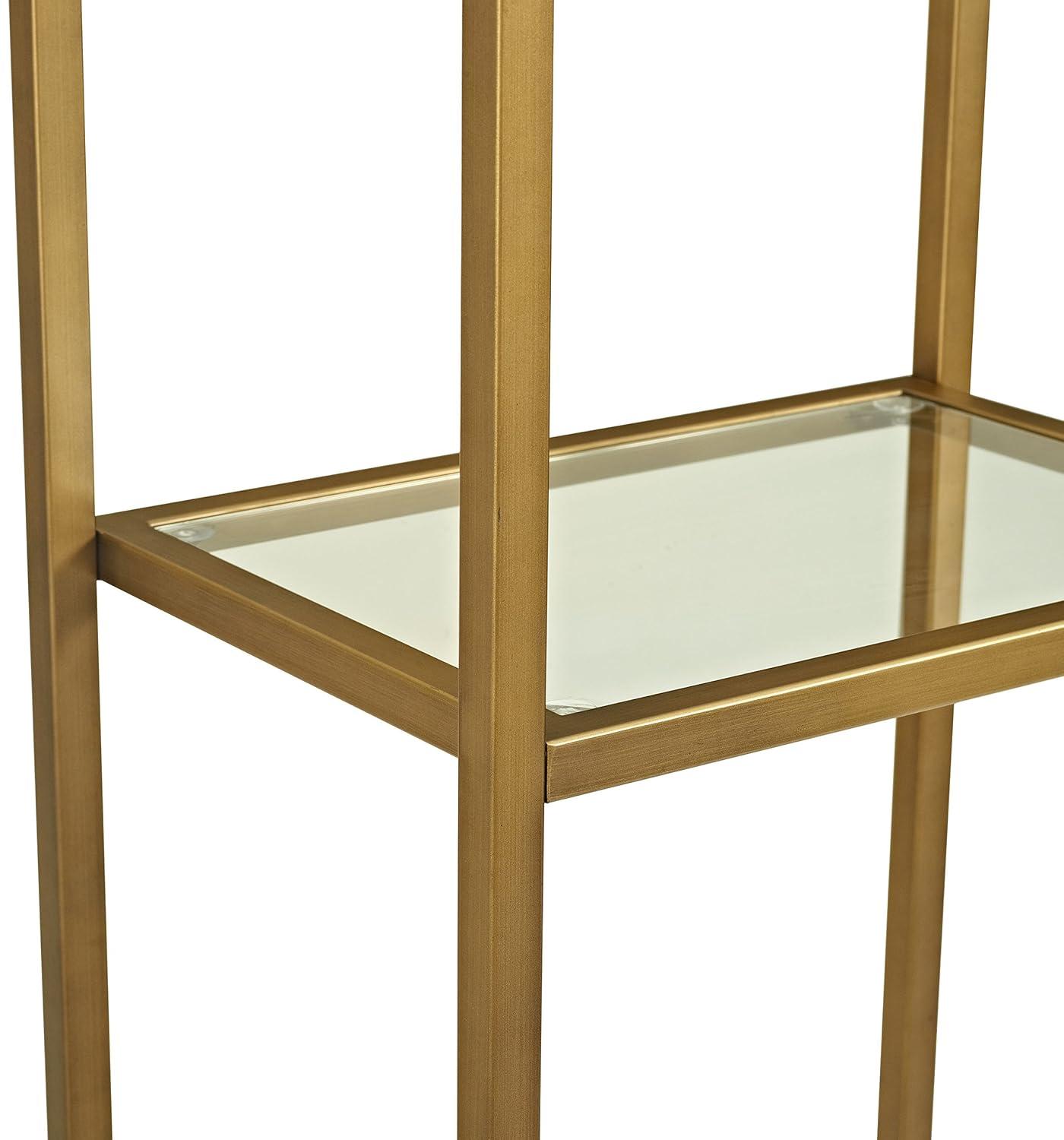 73" Aimee Narrow Etagere - Crosley: Modern Luxury Glass Shelf Unit, Powder-Coated Steel Frame, 4-Tier