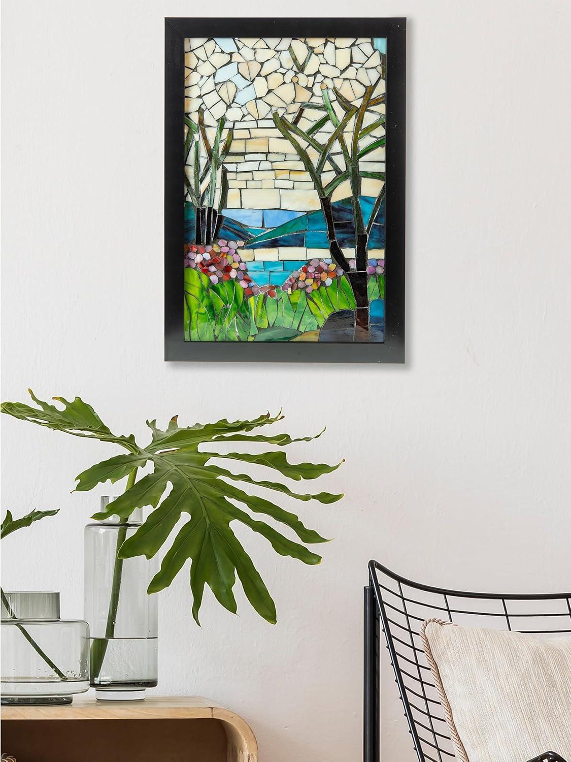 Magnolia Iris Mosaic Art Glass Wall Panel