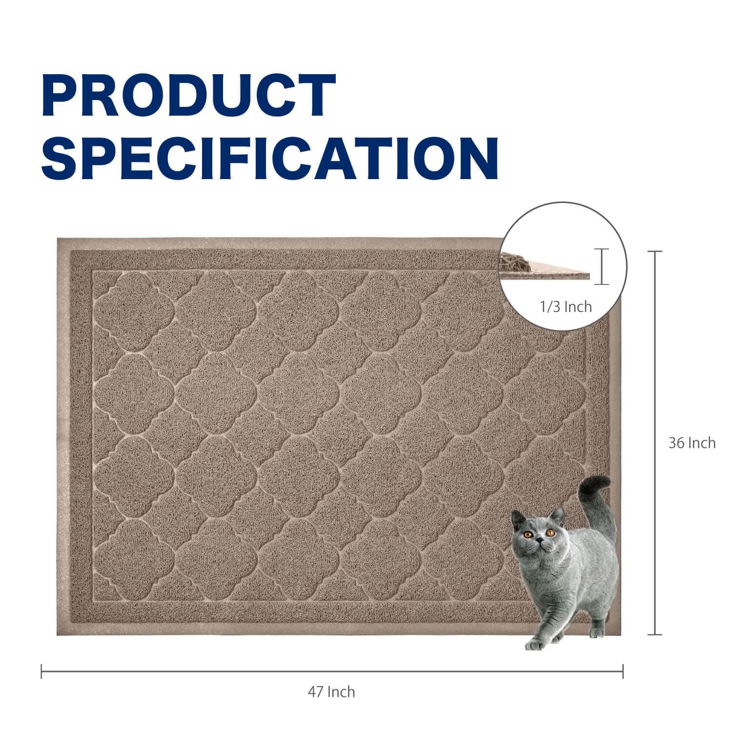 WePet Jumbo Cat Litter Mat, Kitty Litter Trapping Mess Mat Soft PVC Rug, 47" x 36", Champagne