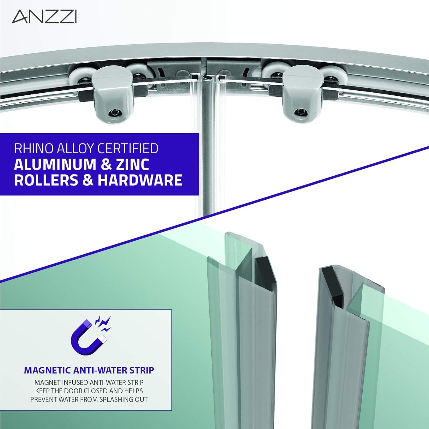 Mare Series 35.2'' W 76'' H Framed Round Reversible Shower Enclosure