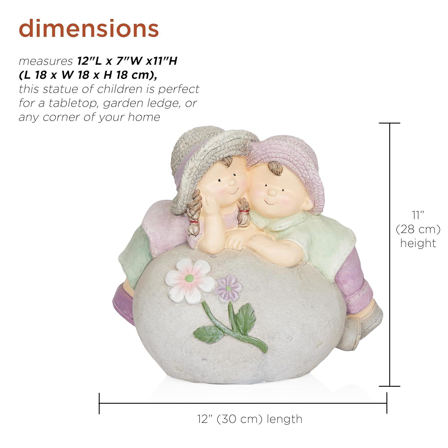 Alpine 11"H Children Leaning on Stone Garden Statue
