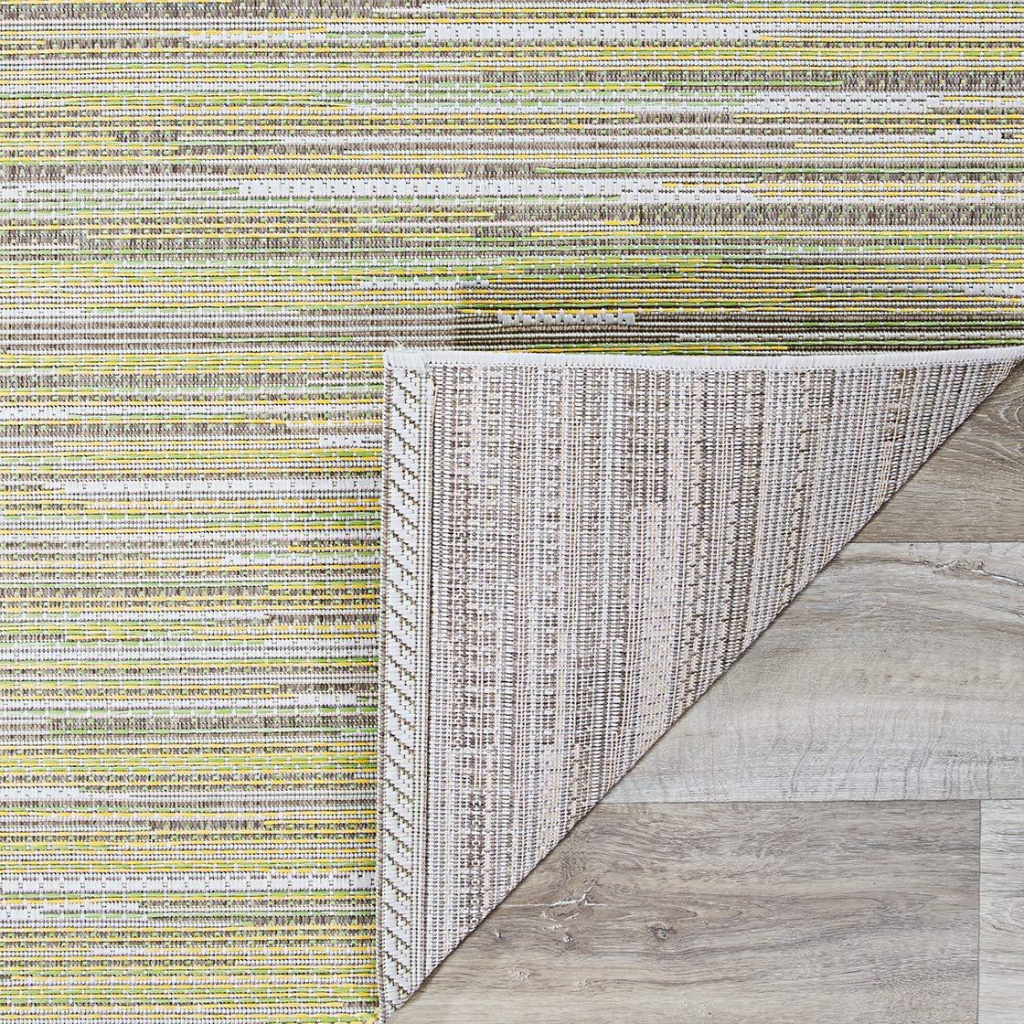 Couristan Monaco Alassio Indoor/Outdoor Area Rug, 5'10" x 9'2", Sand-Sea Mist Green-Lemon Yellow