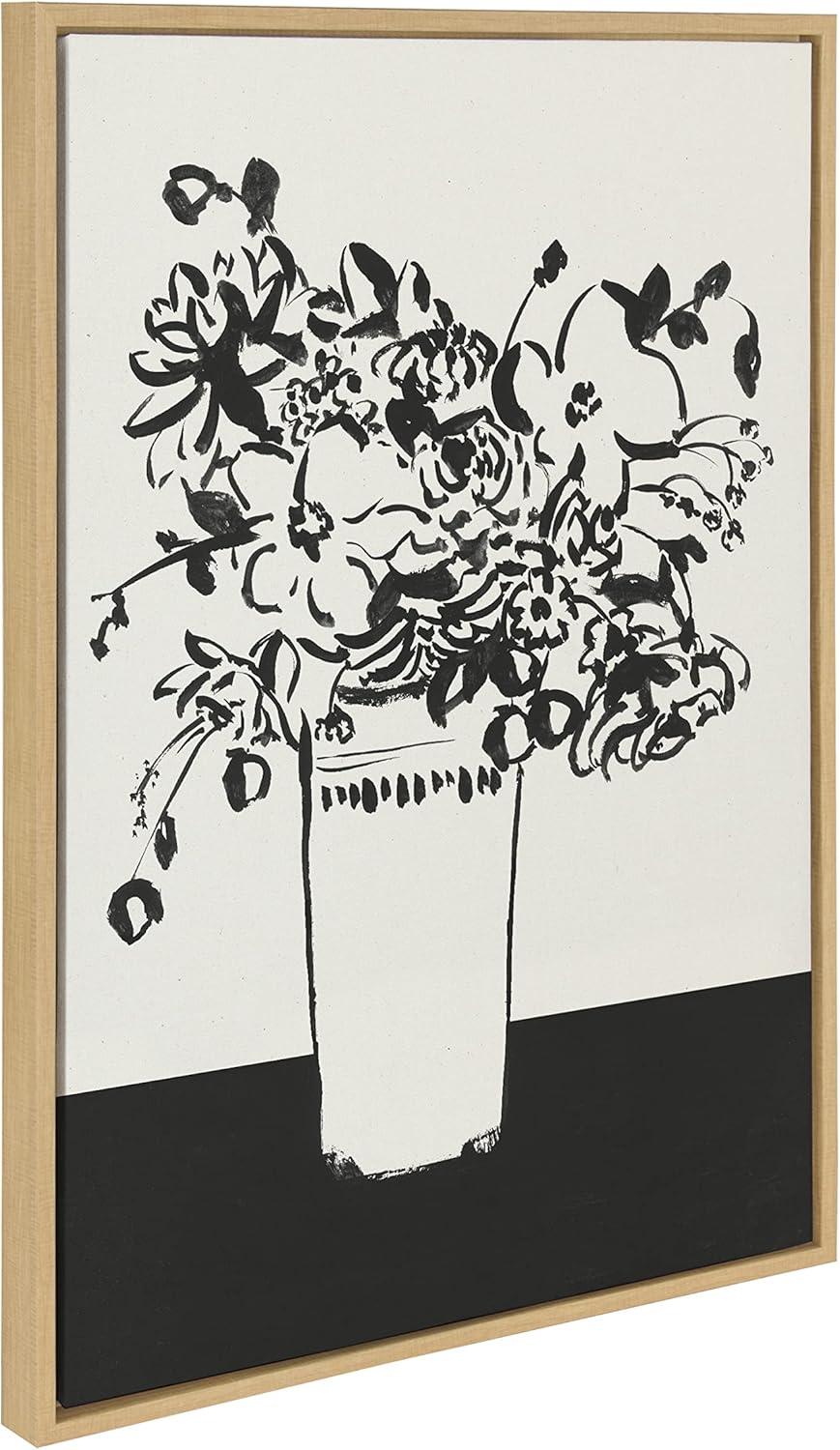 Kate and Laurel Sylvie 1043 Black and White Vase Framed Canvas by Teju Reval of SnazzyHues