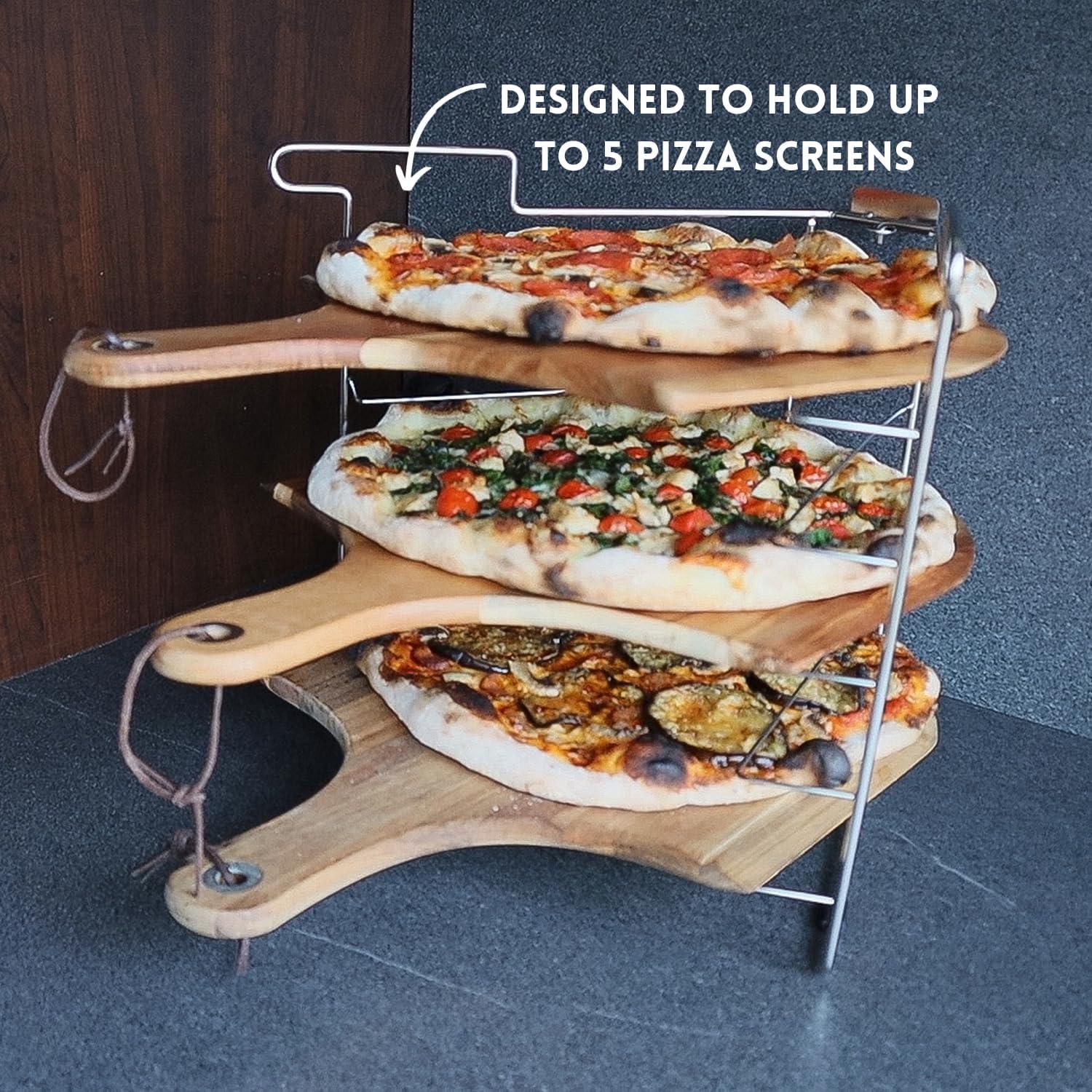 Compact Folding Metal Pizza Rack with 14 Inch Screens