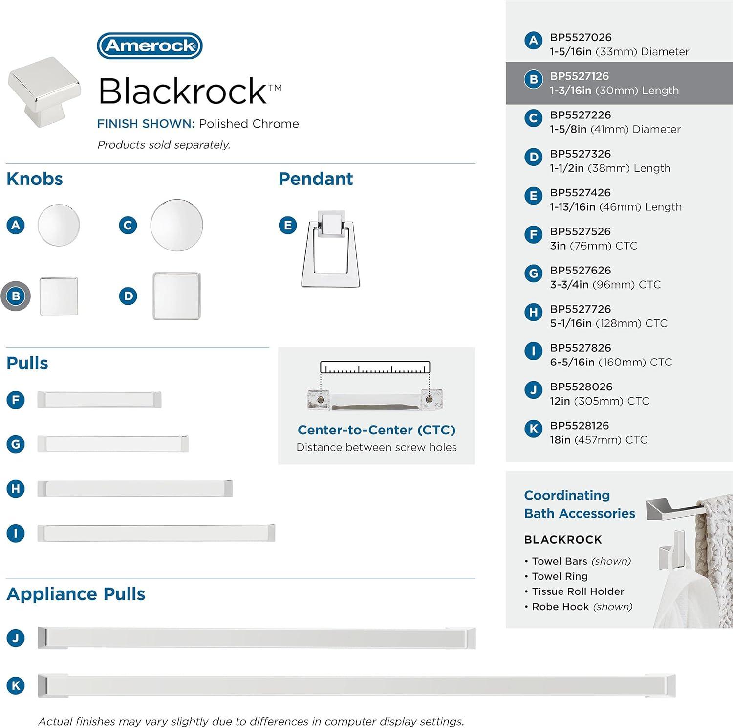 Amerock Blackrock Square Cabinet or Furniture Knob