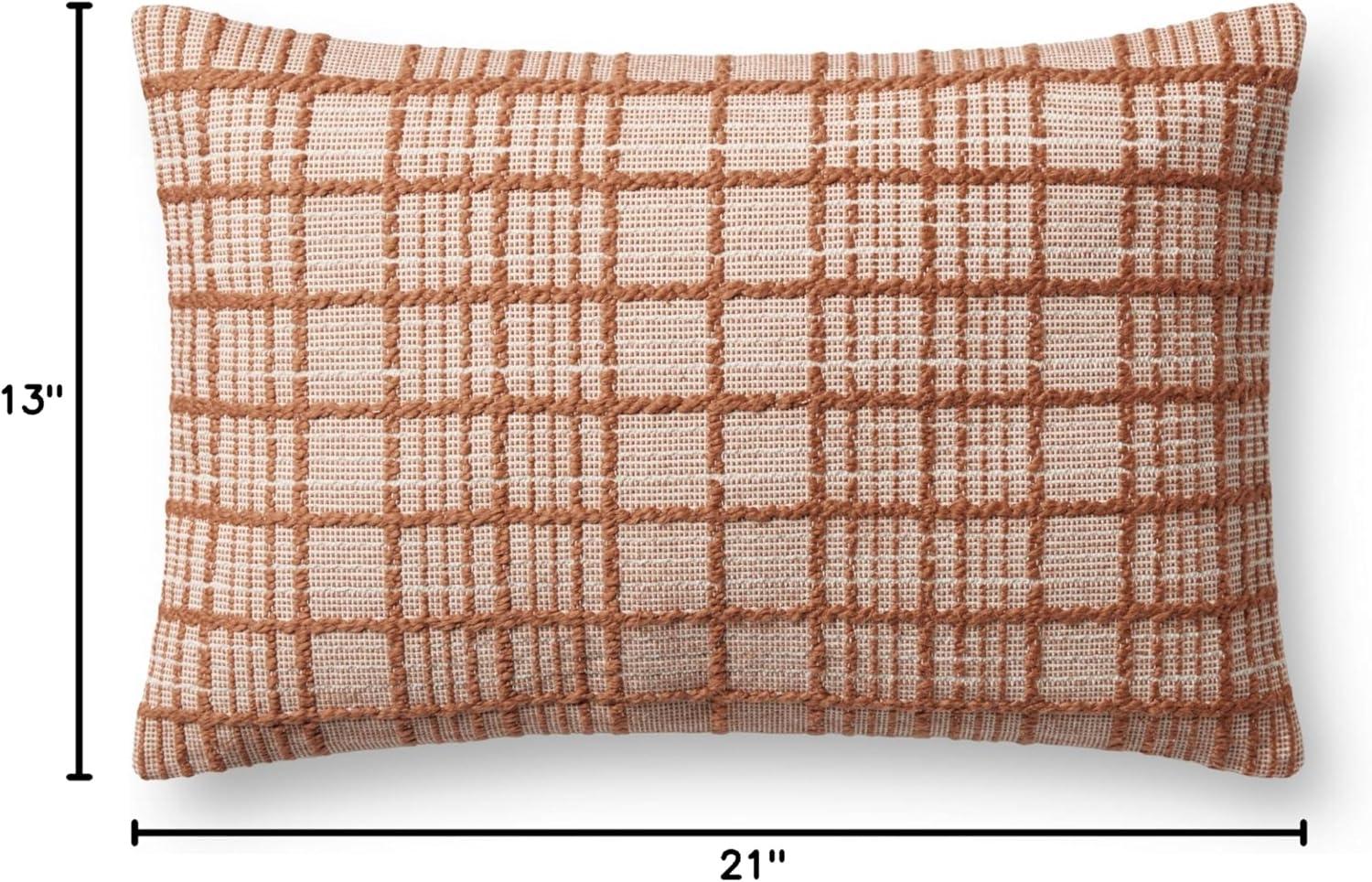 Rust and Beige Cotton Rectangular Throw Pillow