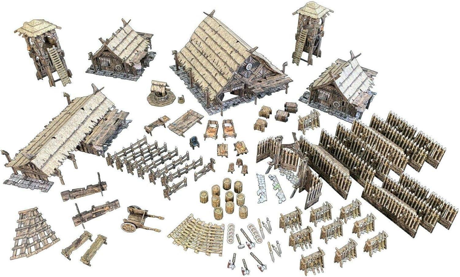 Battle Systems Fantasy Terrain Northern Settlement Core Set - 28-35mm DND D&D RPG Wargames Historical / Fantasy Card Scenery
