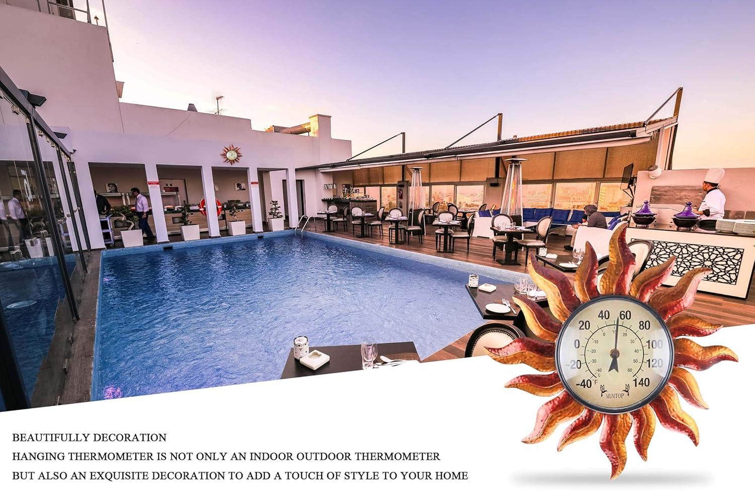 MUMTOP Thermometer Indoor Outdoor Sun Waterproof Wall-Mounted Thermometer Does not Require Any Battery
