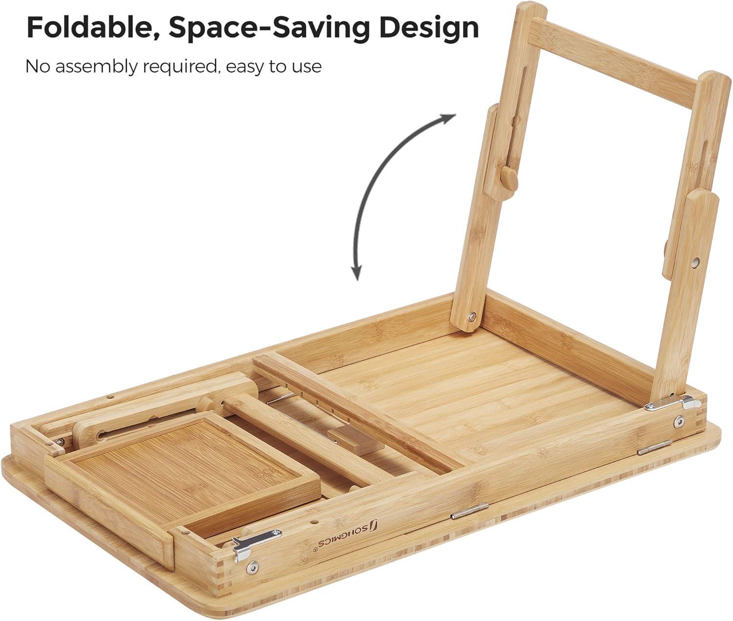 Bamboo Foldable Lap Desks for Laptop, Portable Bed Tray Table, Working,Snack Tray Breakfast Tray Bed Table Drawing Table