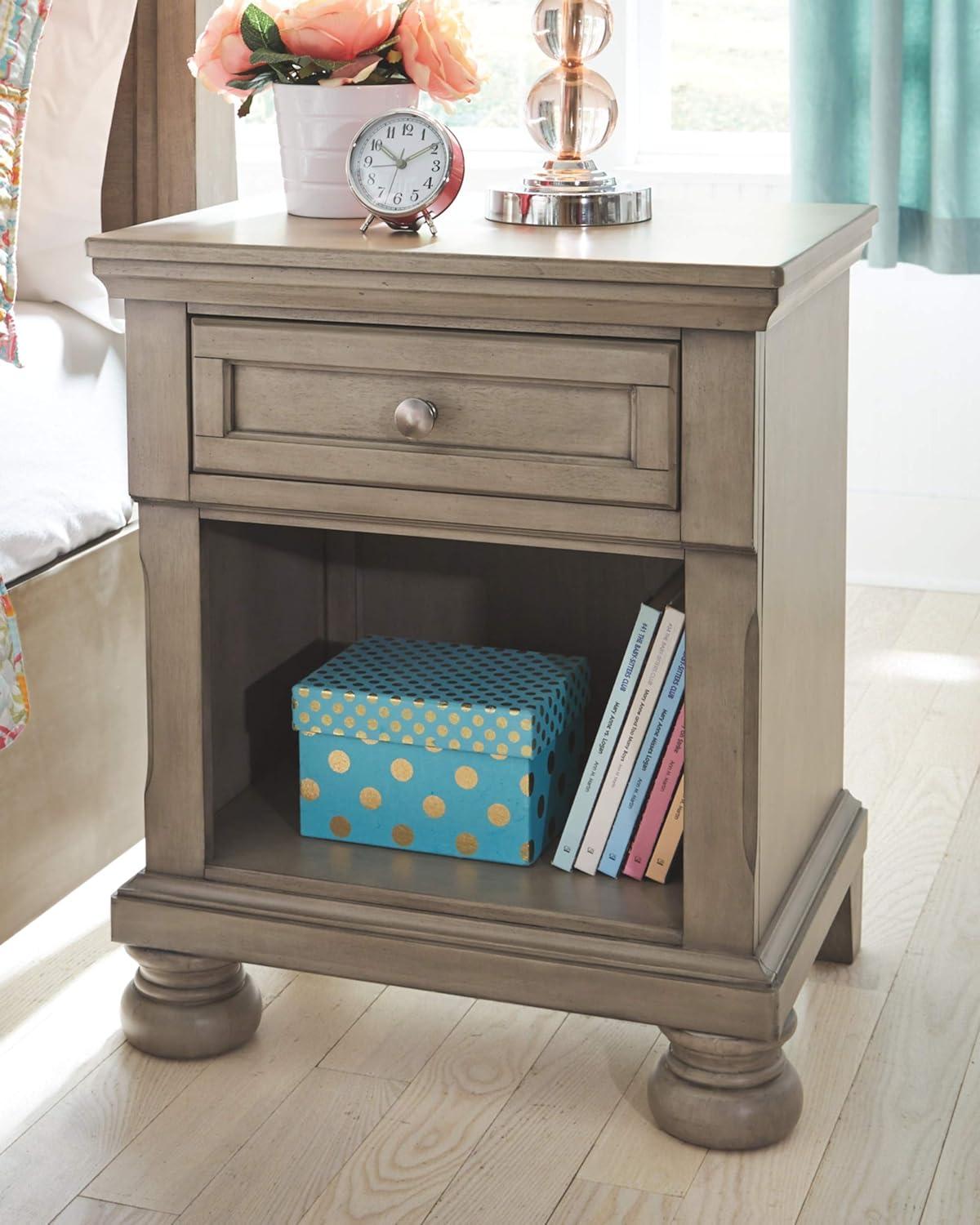 Lettner Traditional Light Gray 1-Drawer Nightstand with Bun Feet