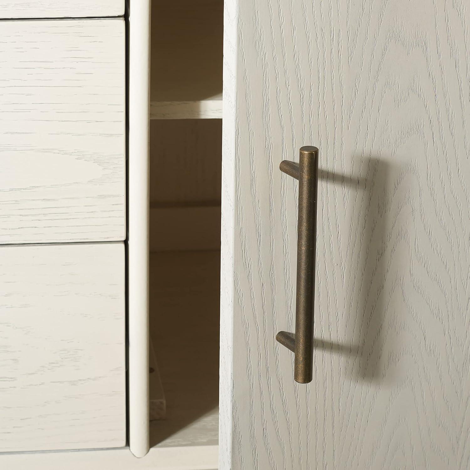 Elissa White Washed Mid-Century Media Stand with Bronze Hardware