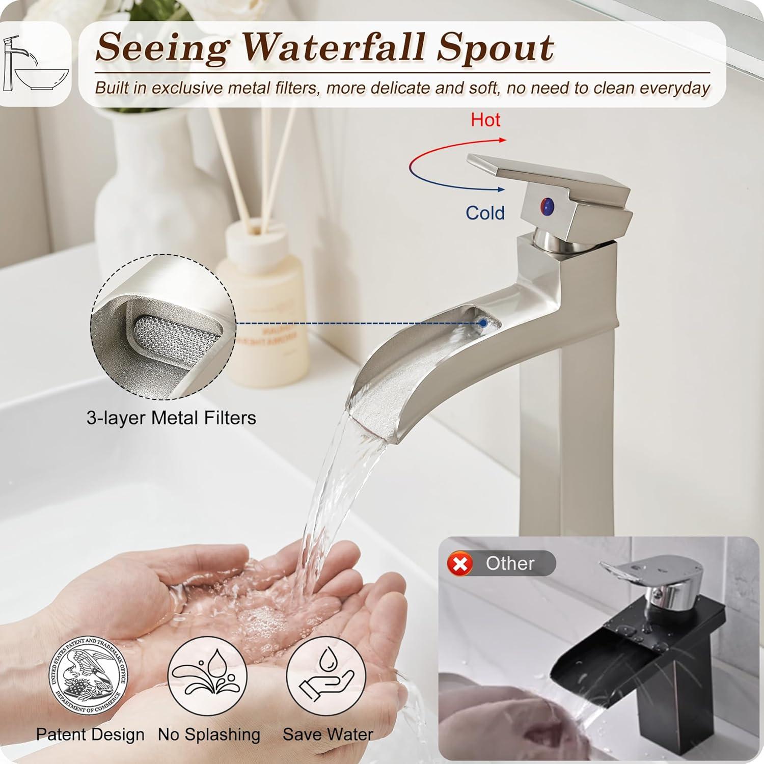 VIBRANTBATH 6009H-Black Vessel Sink Faucet Single-handle Bathroom Faucet with Drain Assembly
