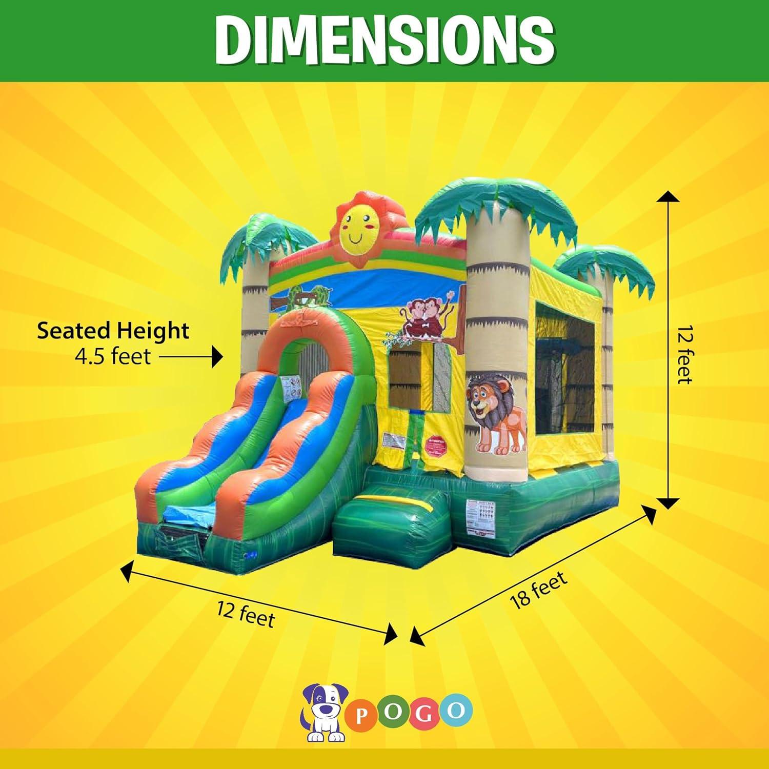 Pogo Bounce House Crossover Bounce House with Slide, Tropical Smiley Face, No Blower