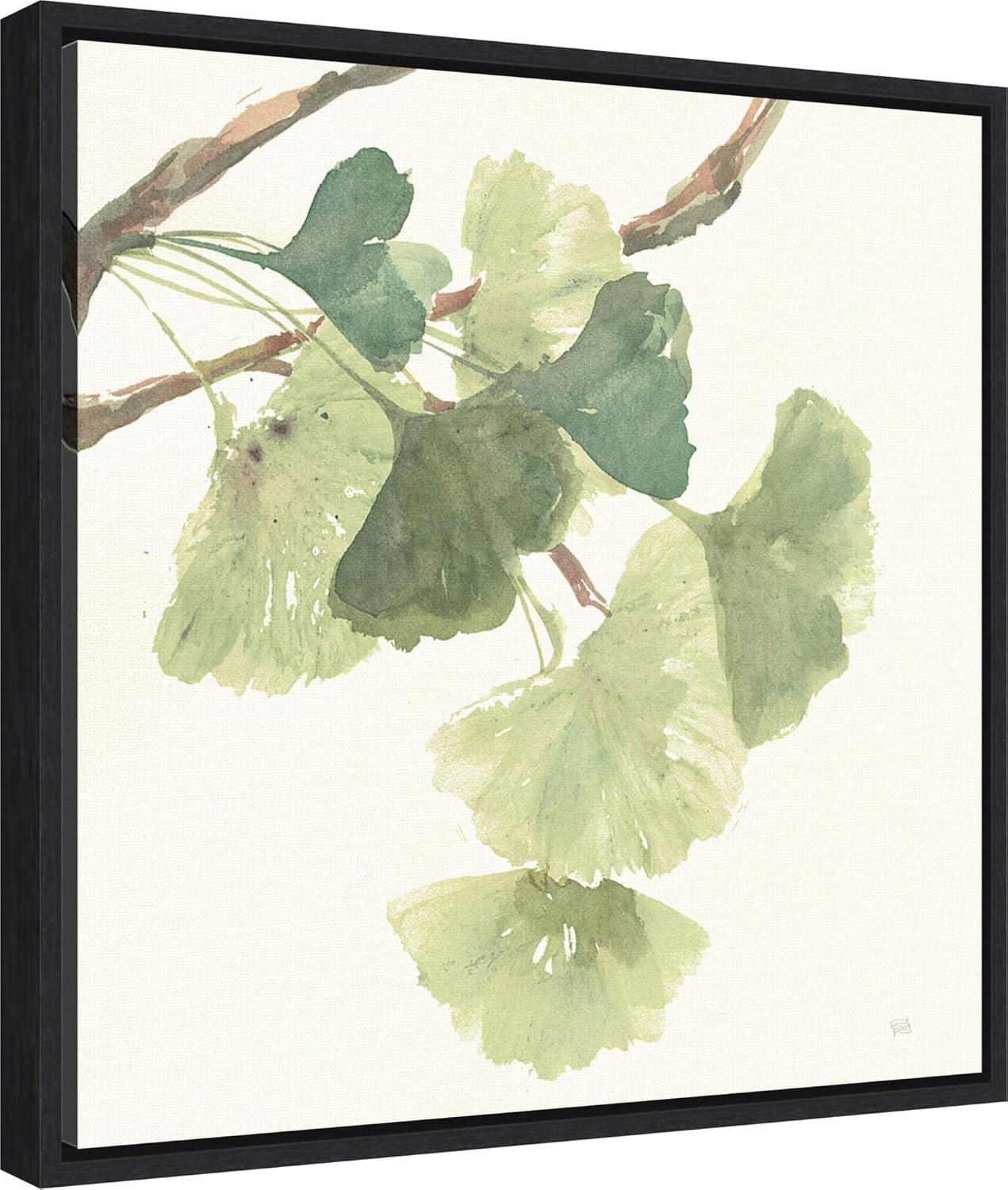 Amanti Art Gingko Leaves I Light by Chris Paschke Framed Canvas Wall Art