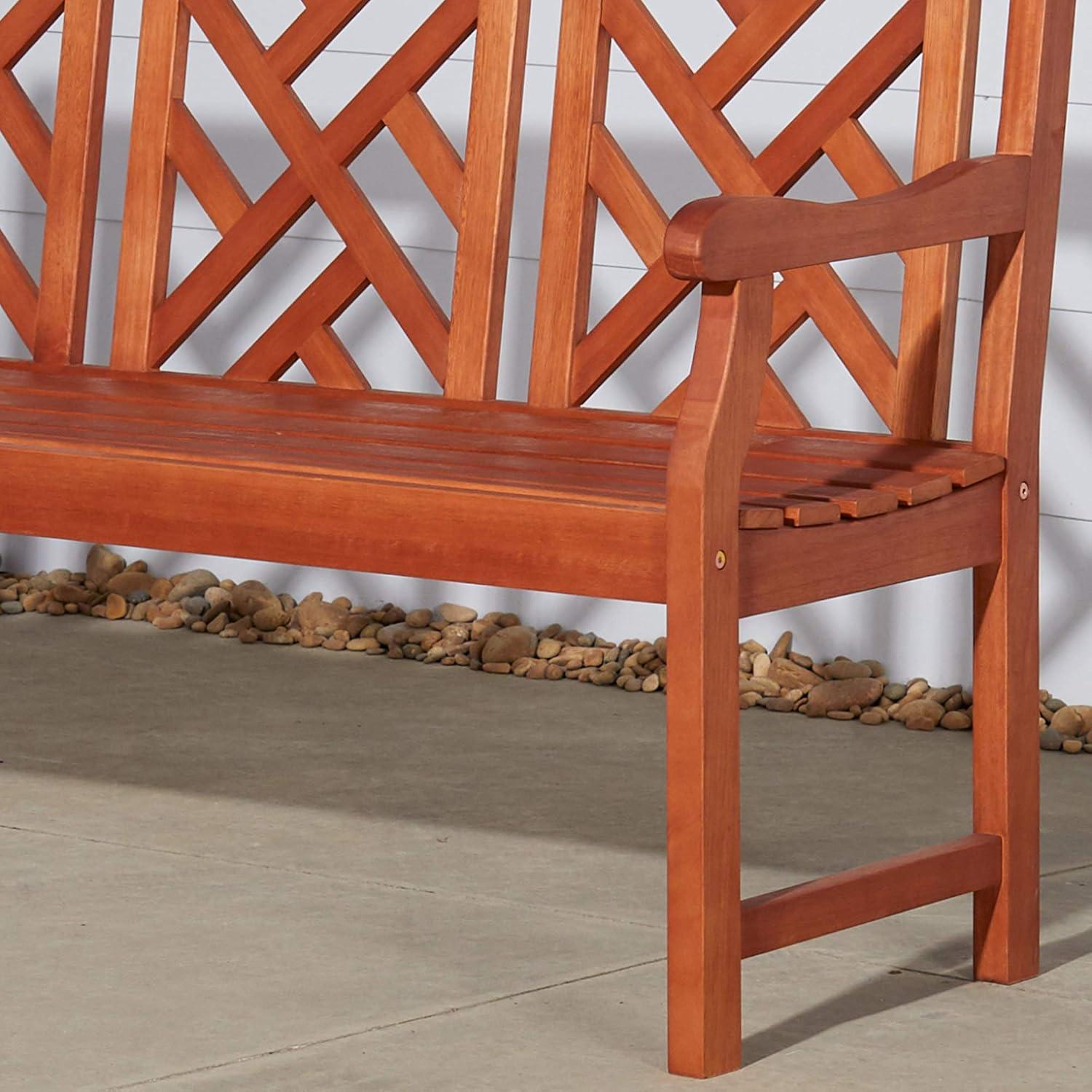 Malibu Natural Eucalyptus 3-Seater Outdoor Garden Bench